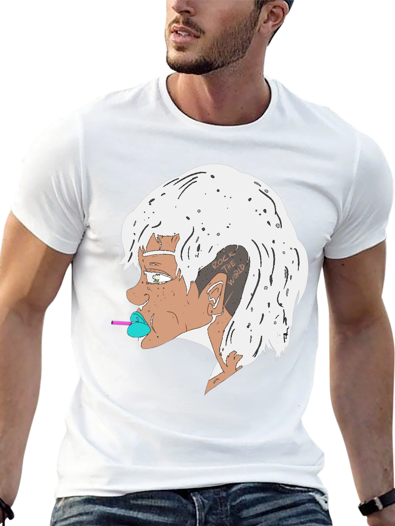 Edgy Cartoon Character Black T-Shirt