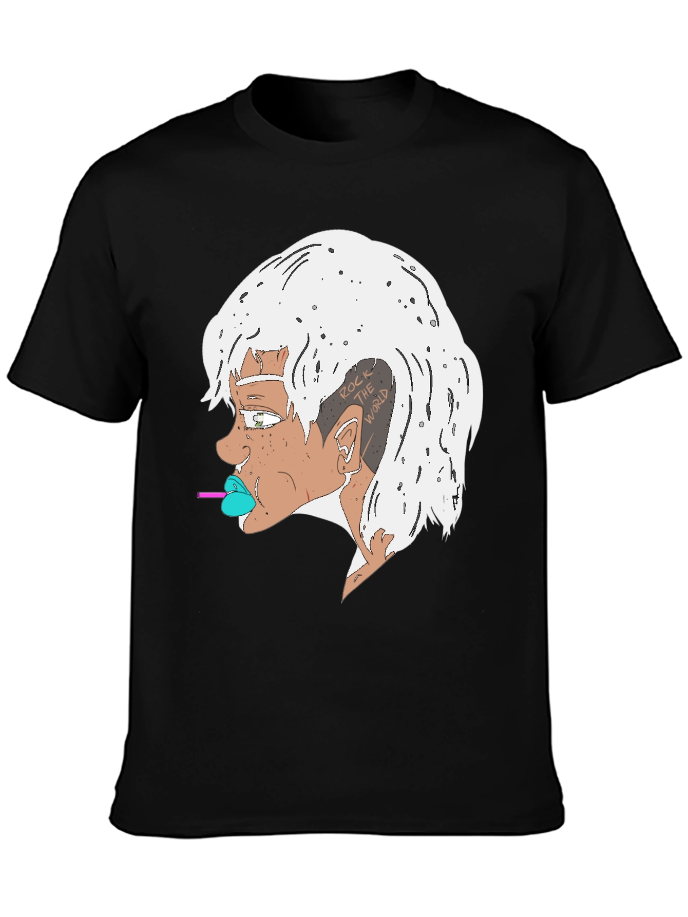 Edgy Cartoon Character Black T-Shirt