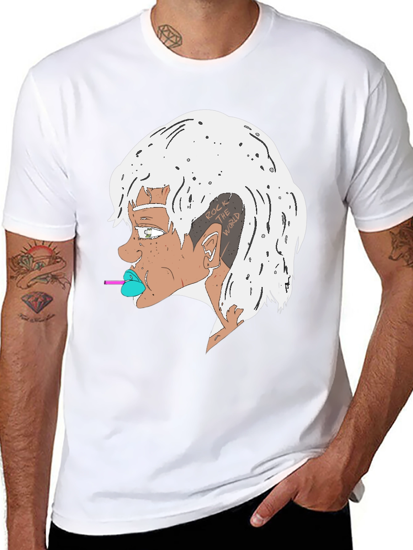 Edgy Cartoon Character Black T-Shirt