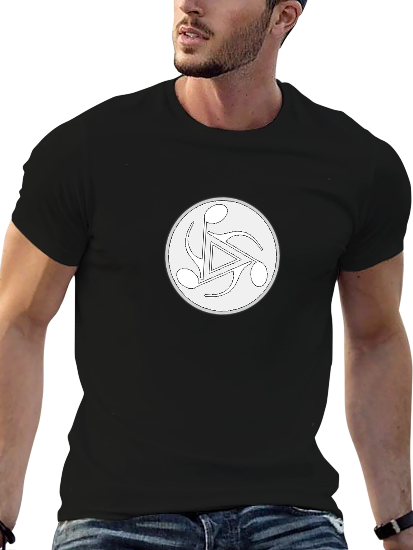 Musical Note Triangle Black T-Shirt