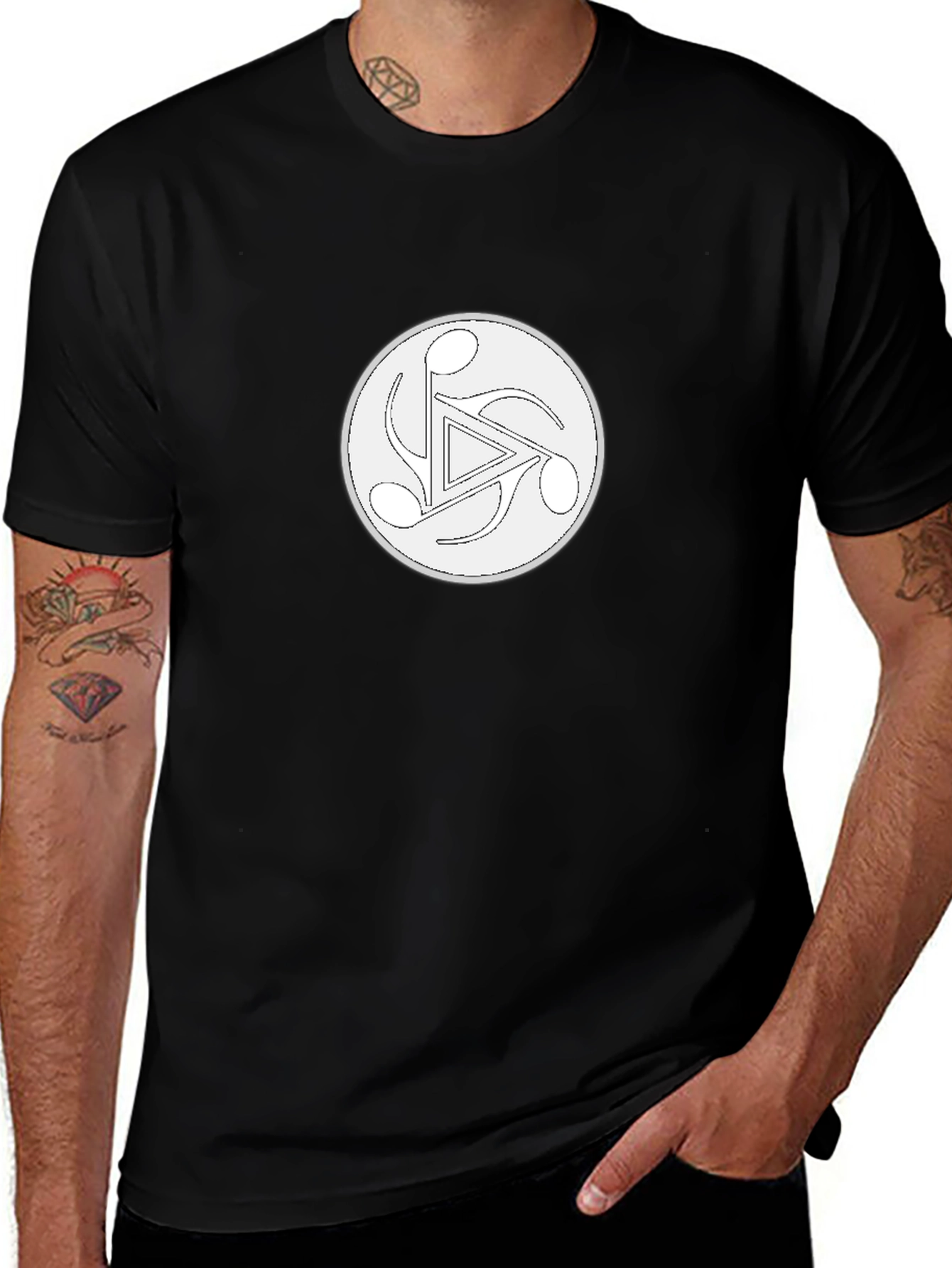 Musical Note Triangle Black T-Shirt