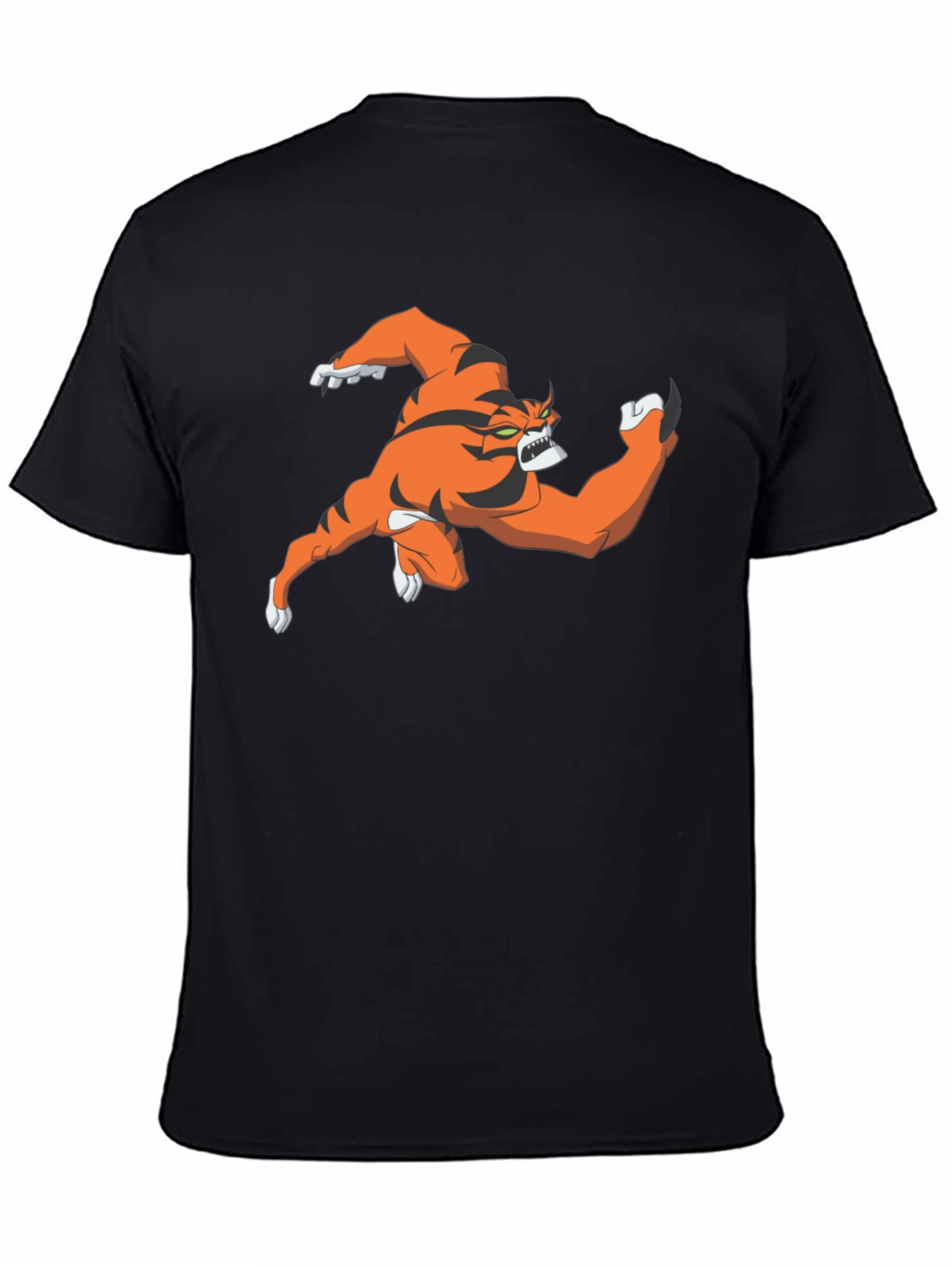 Cartoon Tiger Graphic Black T-Shirt
