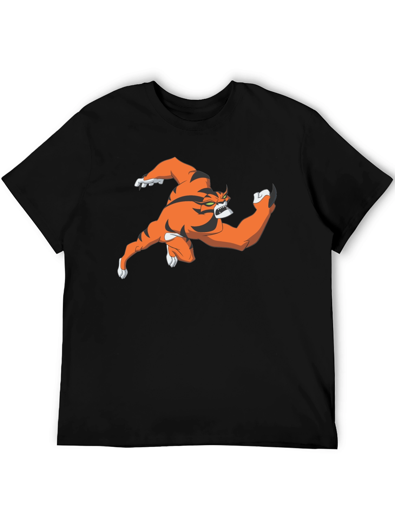 Cartoon Tiger Graphic Black T-Shirt
