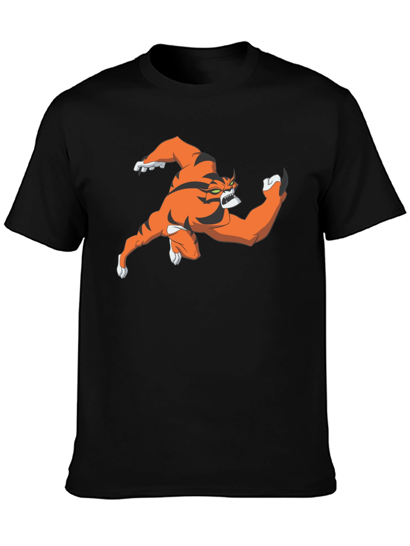 Cartoon Tiger Graphic Black T-Shirt