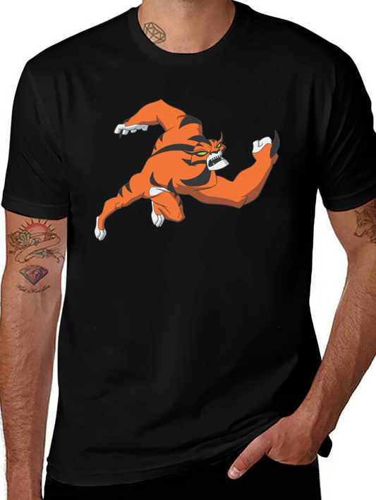Cartoon Tiger Graphic Black T-Shirt