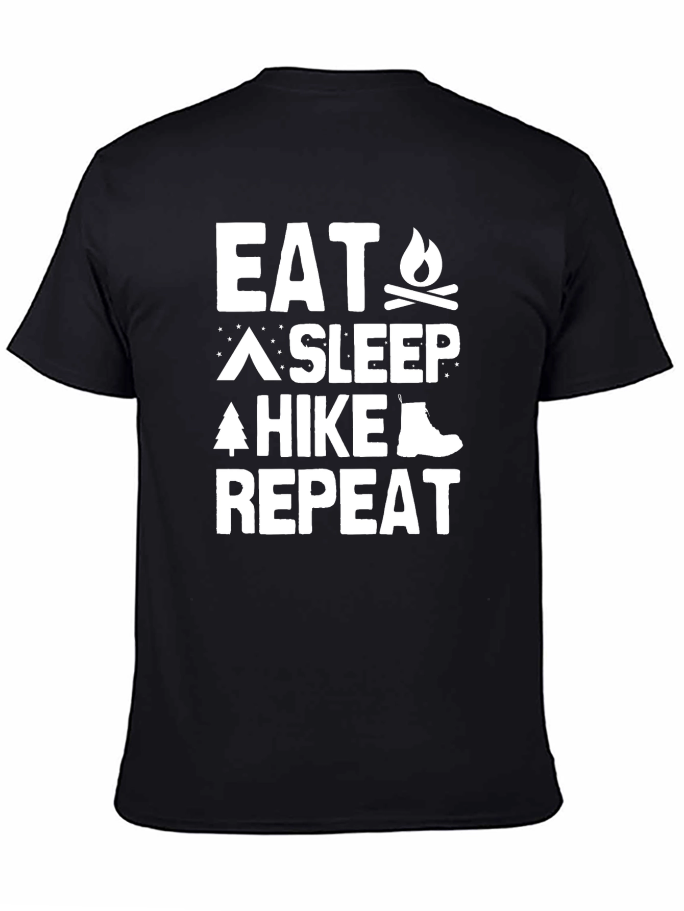 Eat Sleep Hike Repeat Black Graphic Tee