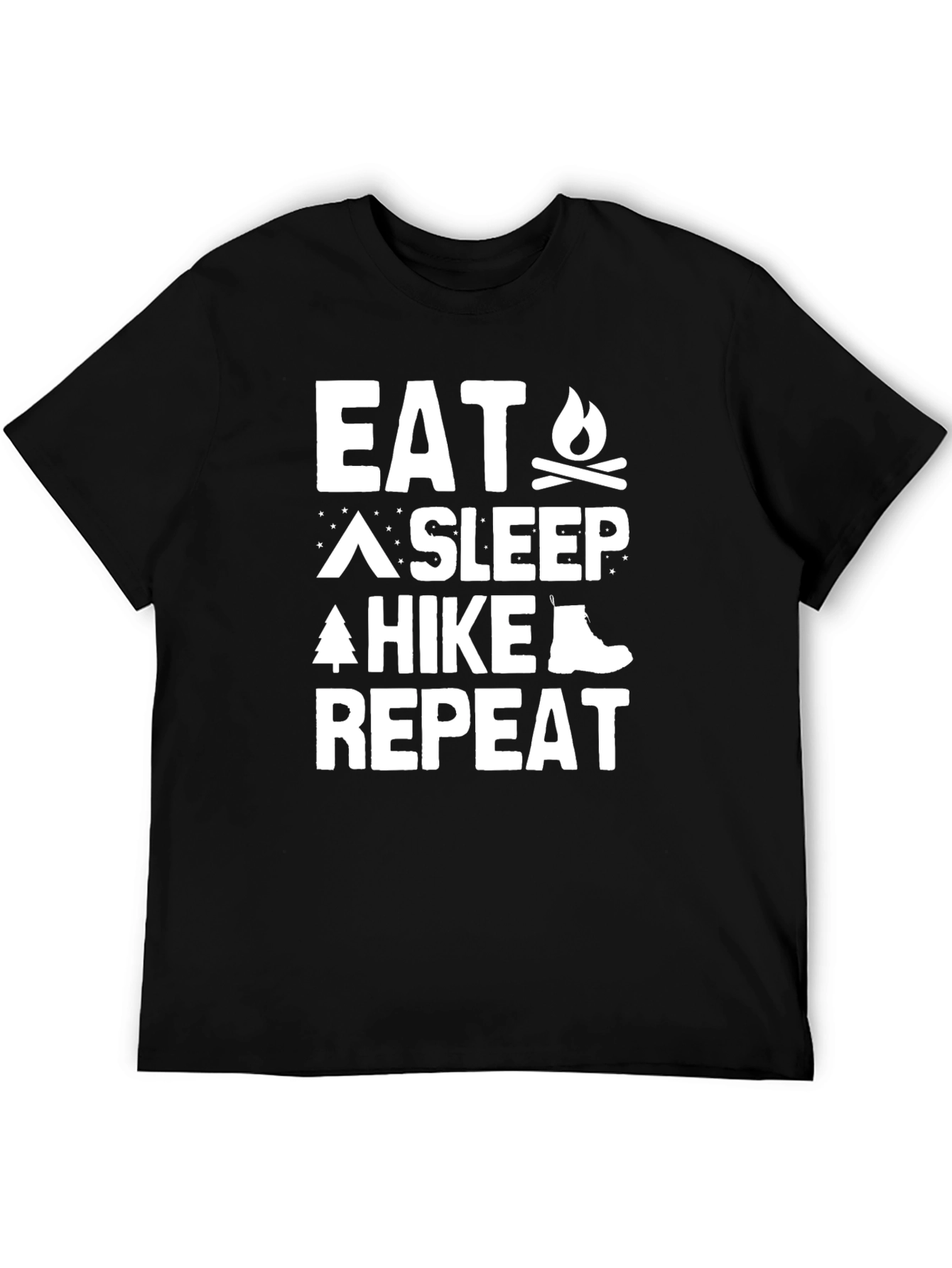Eat Sleep Hike Repeat Black Graphic Tee