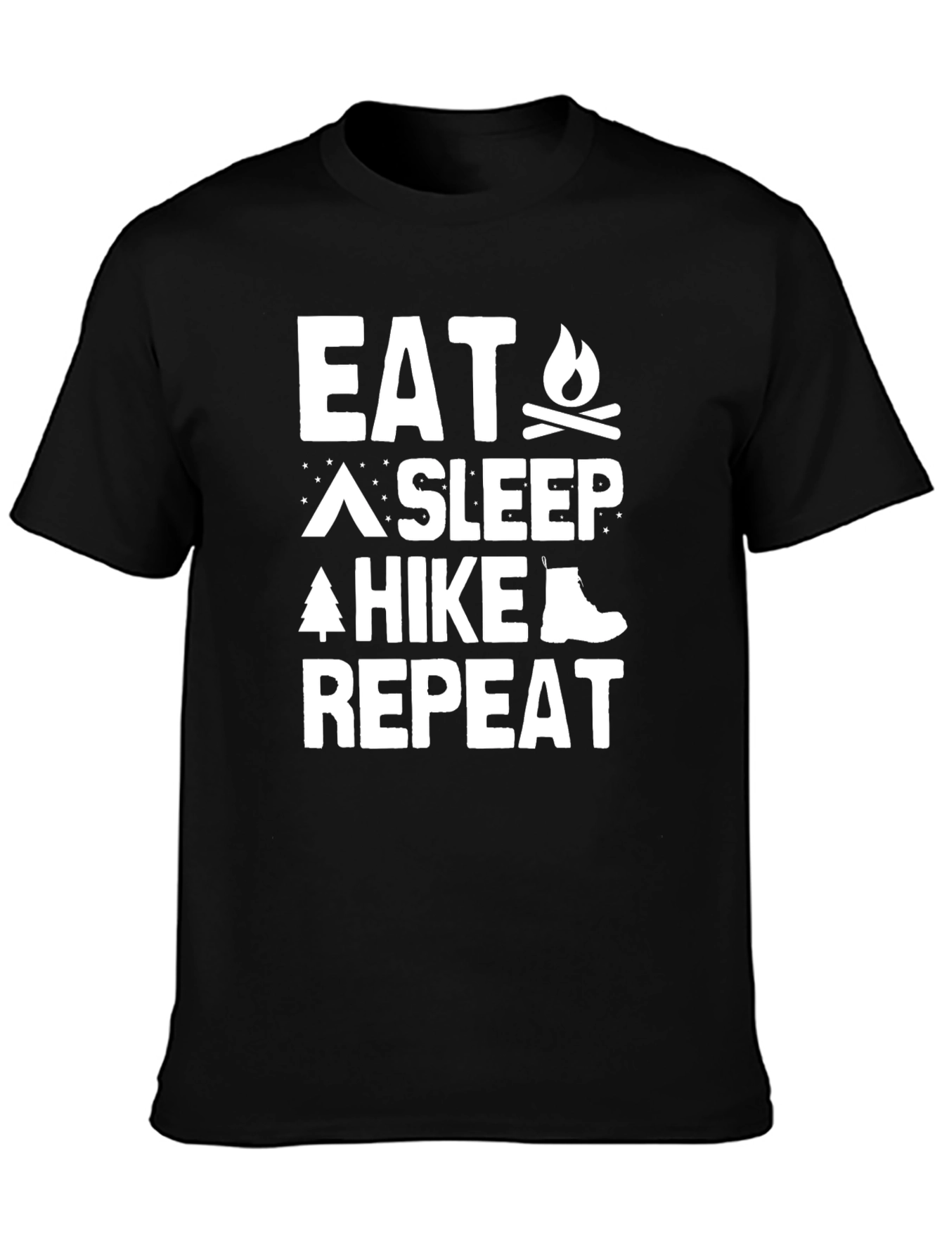 Eat Sleep Hike Repeat Black Graphic Tee