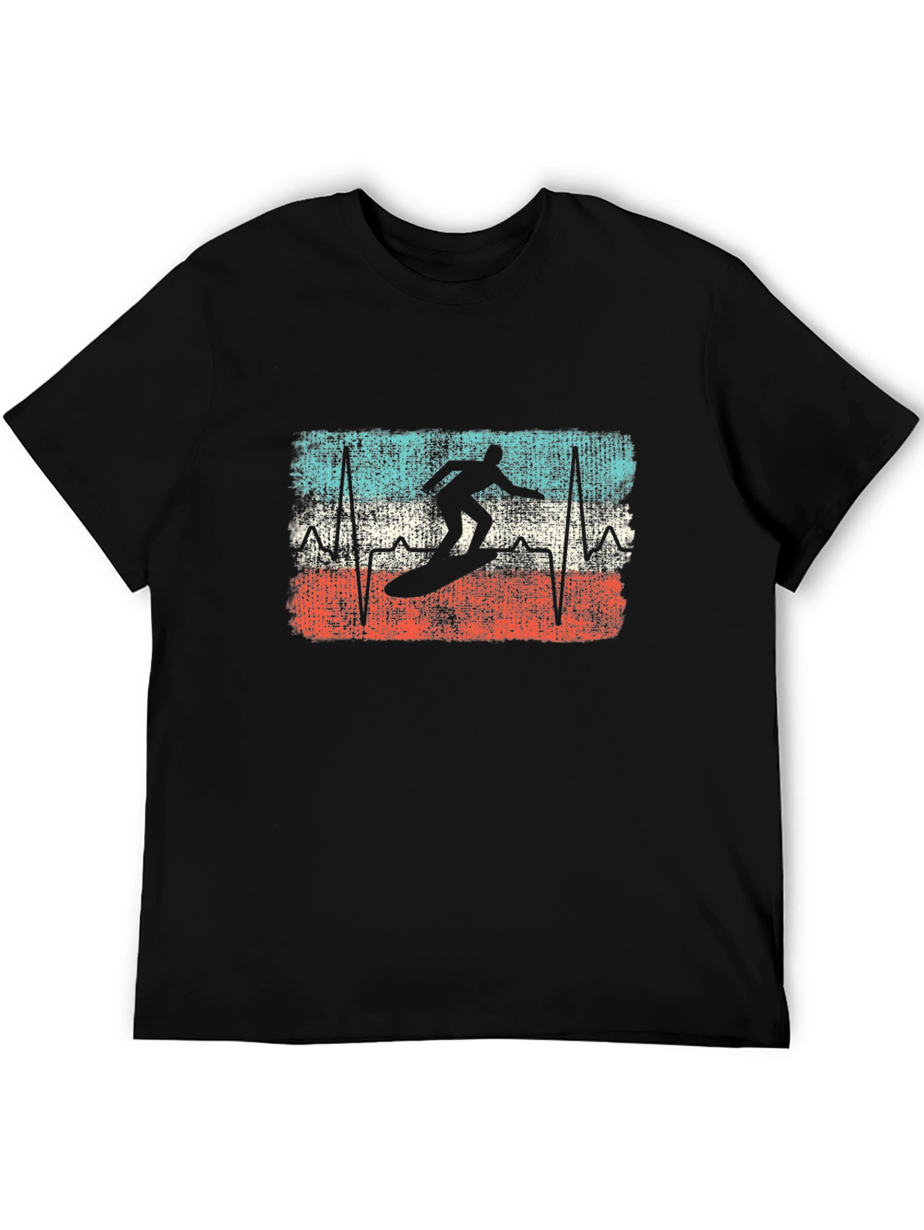 Surfer Heartbeat Graphic Tee - Retro Style