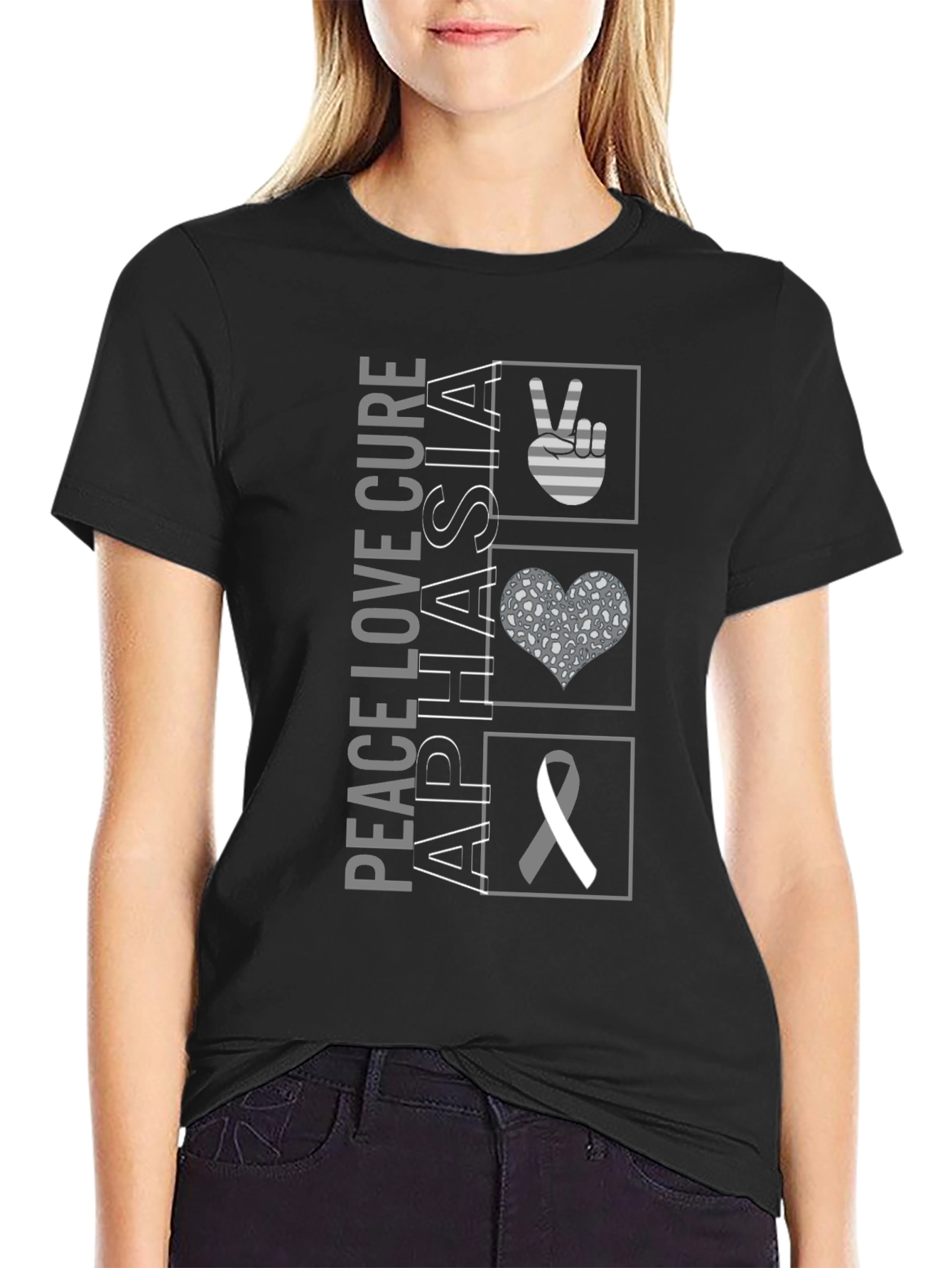 Peace Love Cure Aphasia Awareness T-Shirt