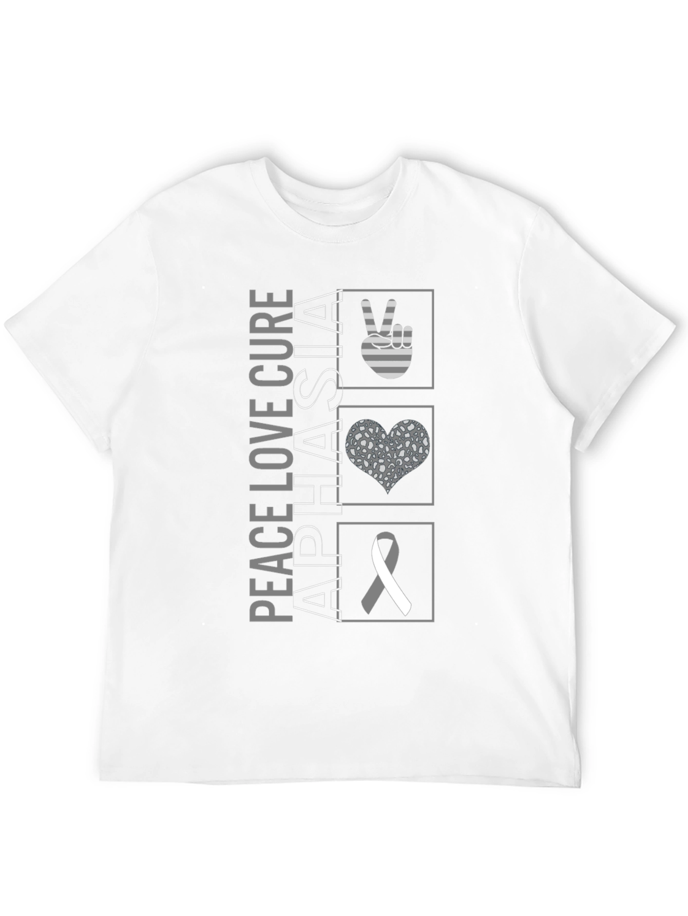 Peace Love Cure Aphasia Awareness T-Shirt