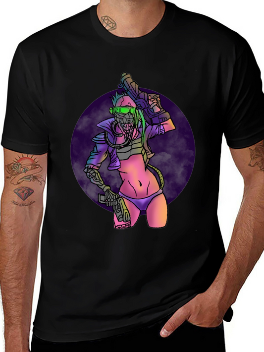Cyberpunk Warrior Graphic Tee - Bold & Edgy Style