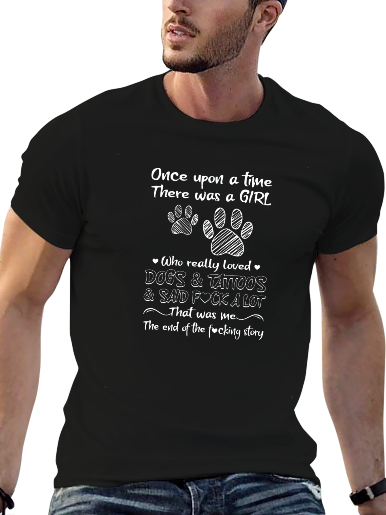 Girl Dogs Tattoos Graphic Tee - Sarcastic & Fun!