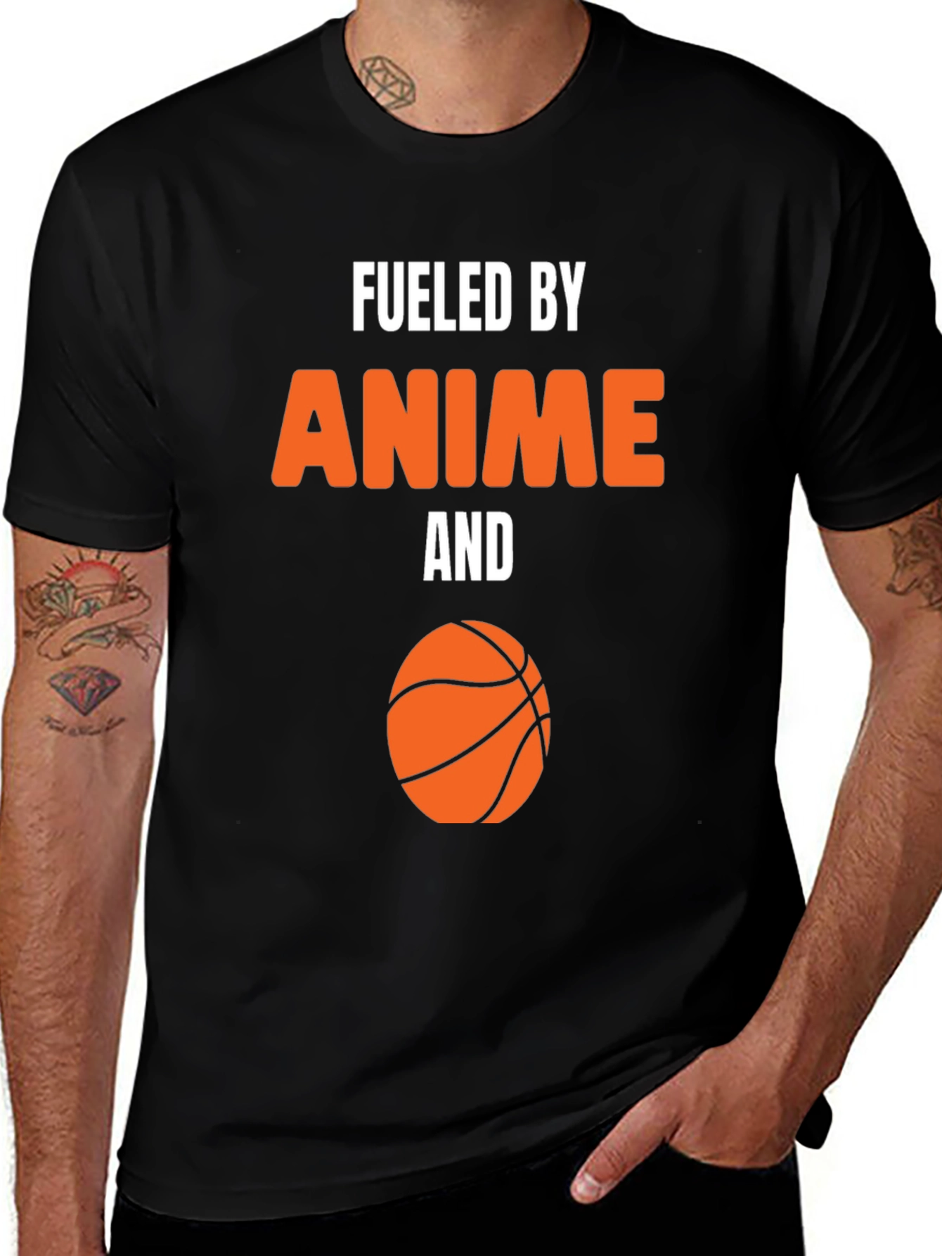 Anime & Basketball Black Graphic Tee