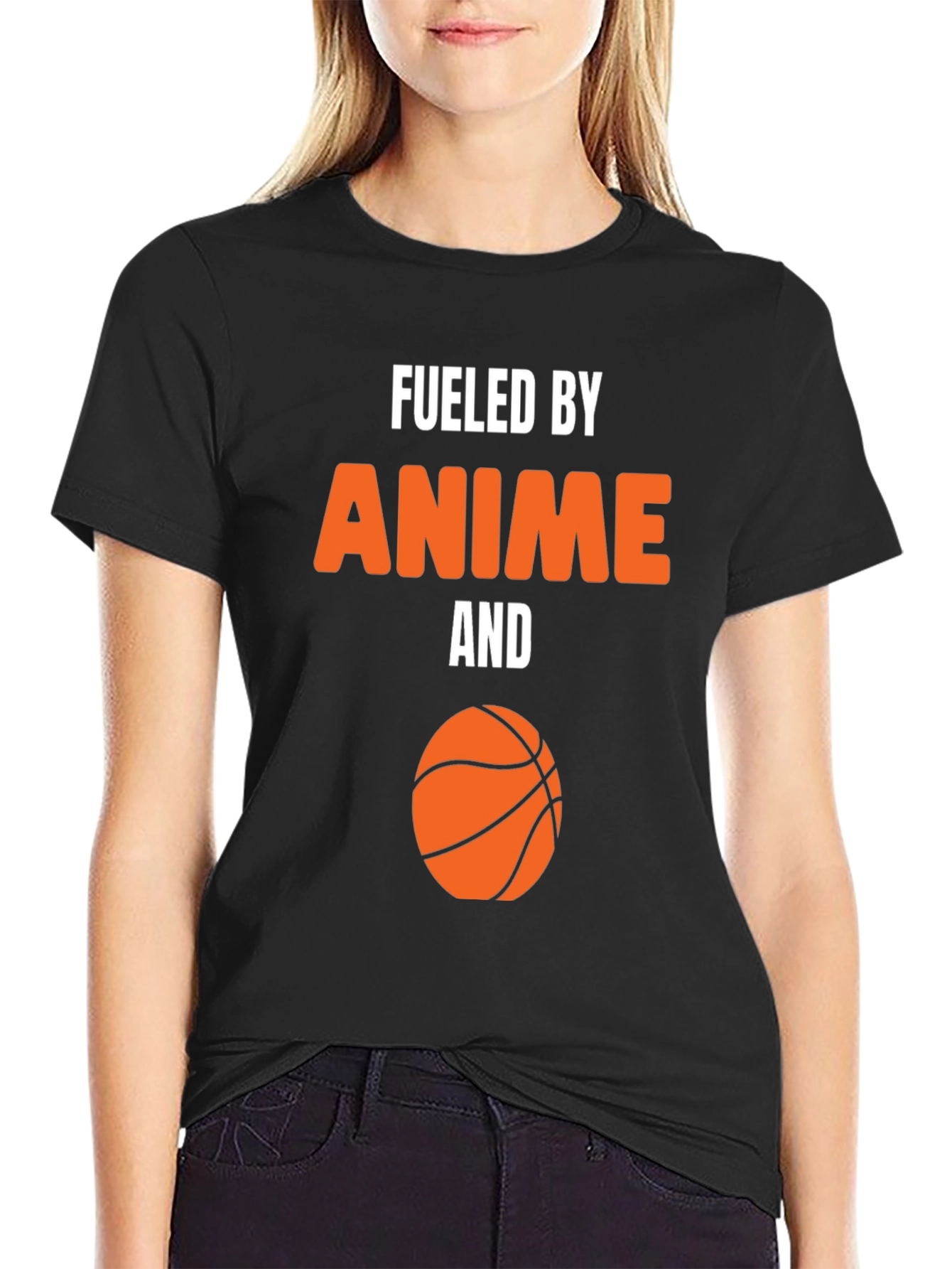 Anime & Basketball Black Graphic Tee