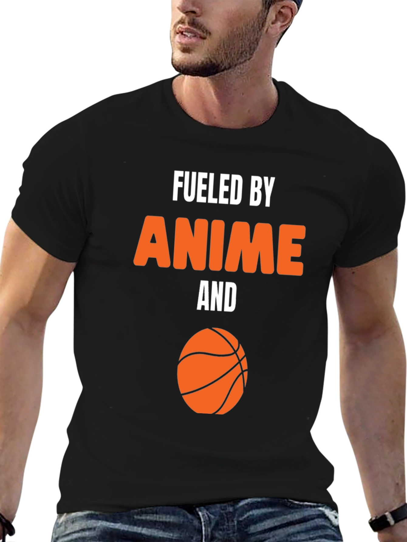 Anime & Basketball Black Graphic Tee