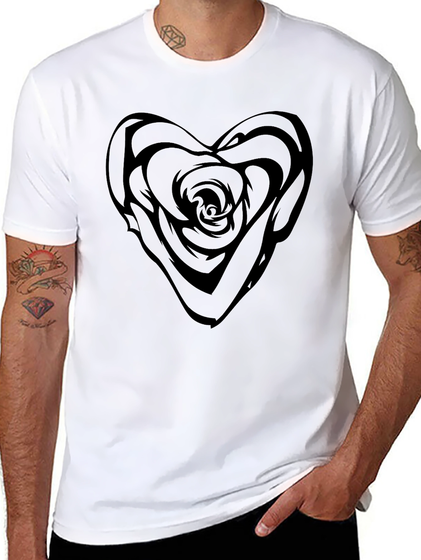 Black Rose Heart Graphic Tee