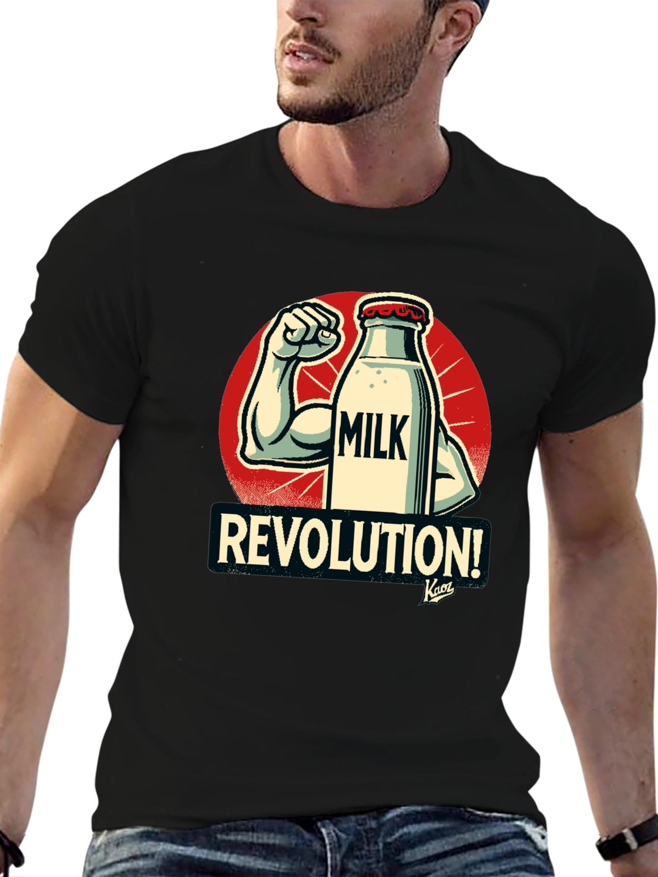 Milk Revolution T-Shirt - Black Cotton Graphic Tee