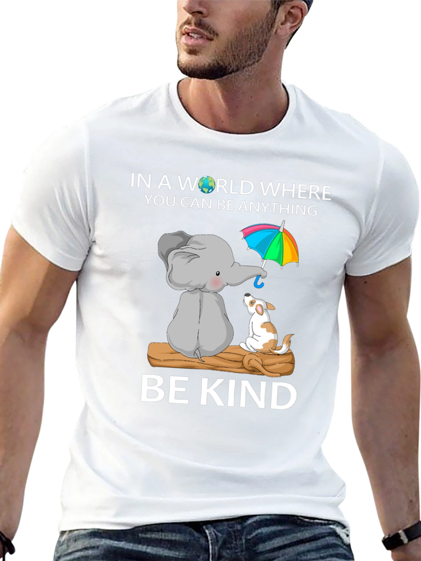 Be Kind Elephant and Dog T-Shirt | Cute Animal Graphic Tee | Dog Lover Gift | Free Shipping $50+