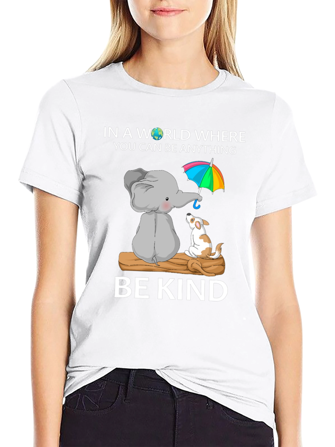 Be Kind Elephant and Dog T-Shirt | Cute Animal Graphic Tee | Dog Lover Gift | Free Shipping $50+
