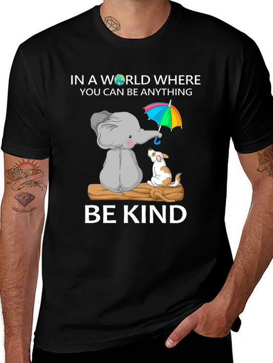 Be Kind Elephant and Dog T-Shirt | Cute Animal Graphic Tee | Dog Lover Gift | Free Shipping $50+