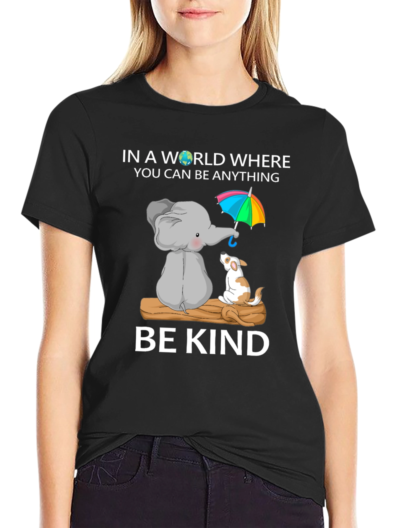 Be Kind Elephant and Dog T-Shirt | Cute Animal Graphic Tee | Dog Lover Gift | Free Shipping $50+