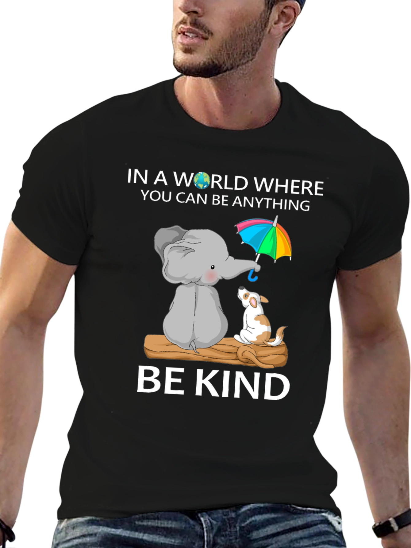 Be Kind Elephant and Dog T-Shirt | Cute Animal Graphic Tee | Dog Lover Gift | Free Shipping $50+