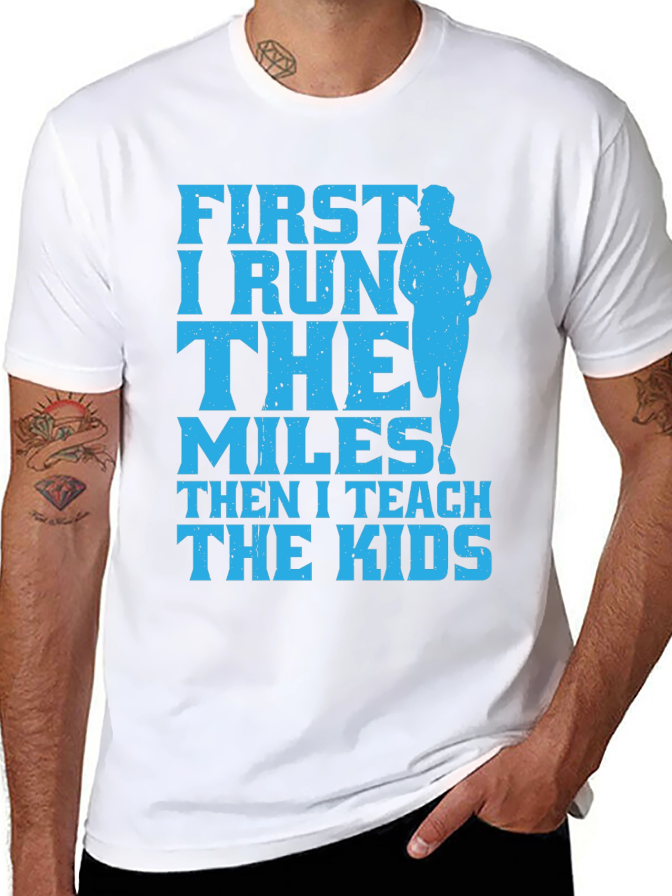 Runner Teacher T-Shirt: First I Run Then I Teach