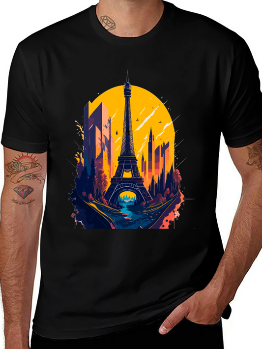 Paris Eiffel Tower Graphic Tee - Stylish Black T-Shirt
