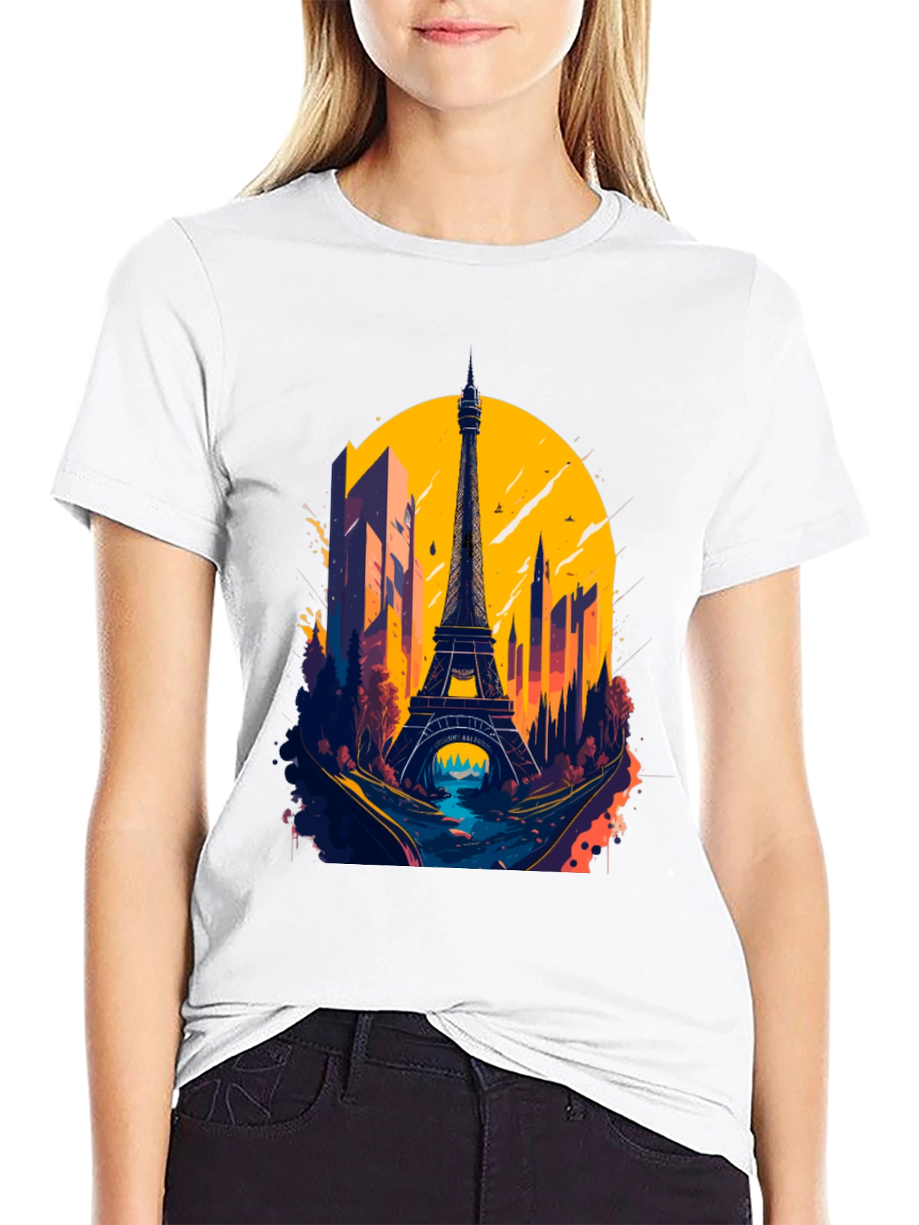 Paris Eiffel Tower Graphic Tee - Stylish Black T-Shirt