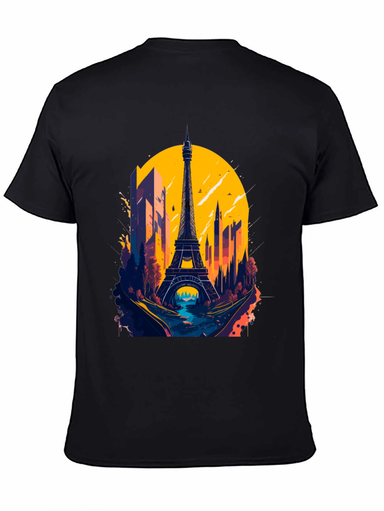 Paris Eiffel Tower Graphic Tee - Stylish Black T-Shirt