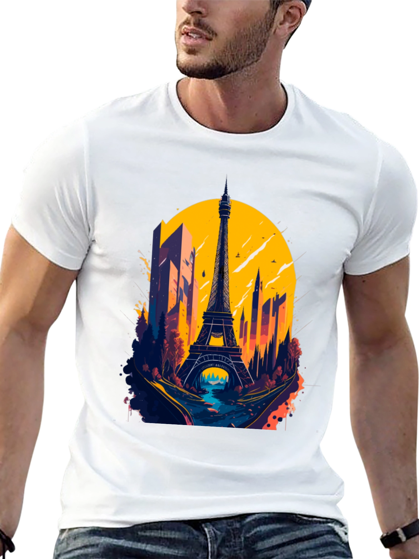 Paris Eiffel Tower Graphic Tee - Stylish Black T-Shirt