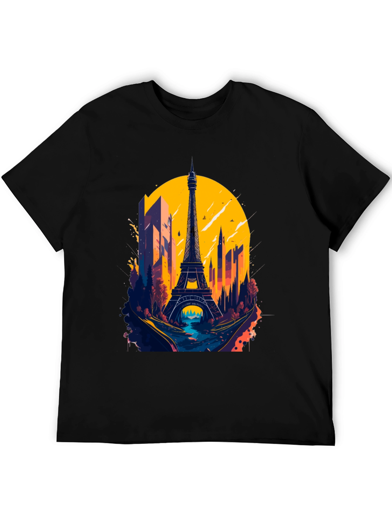 Paris Eiffel Tower Graphic Tee - Stylish Black T-Shirt