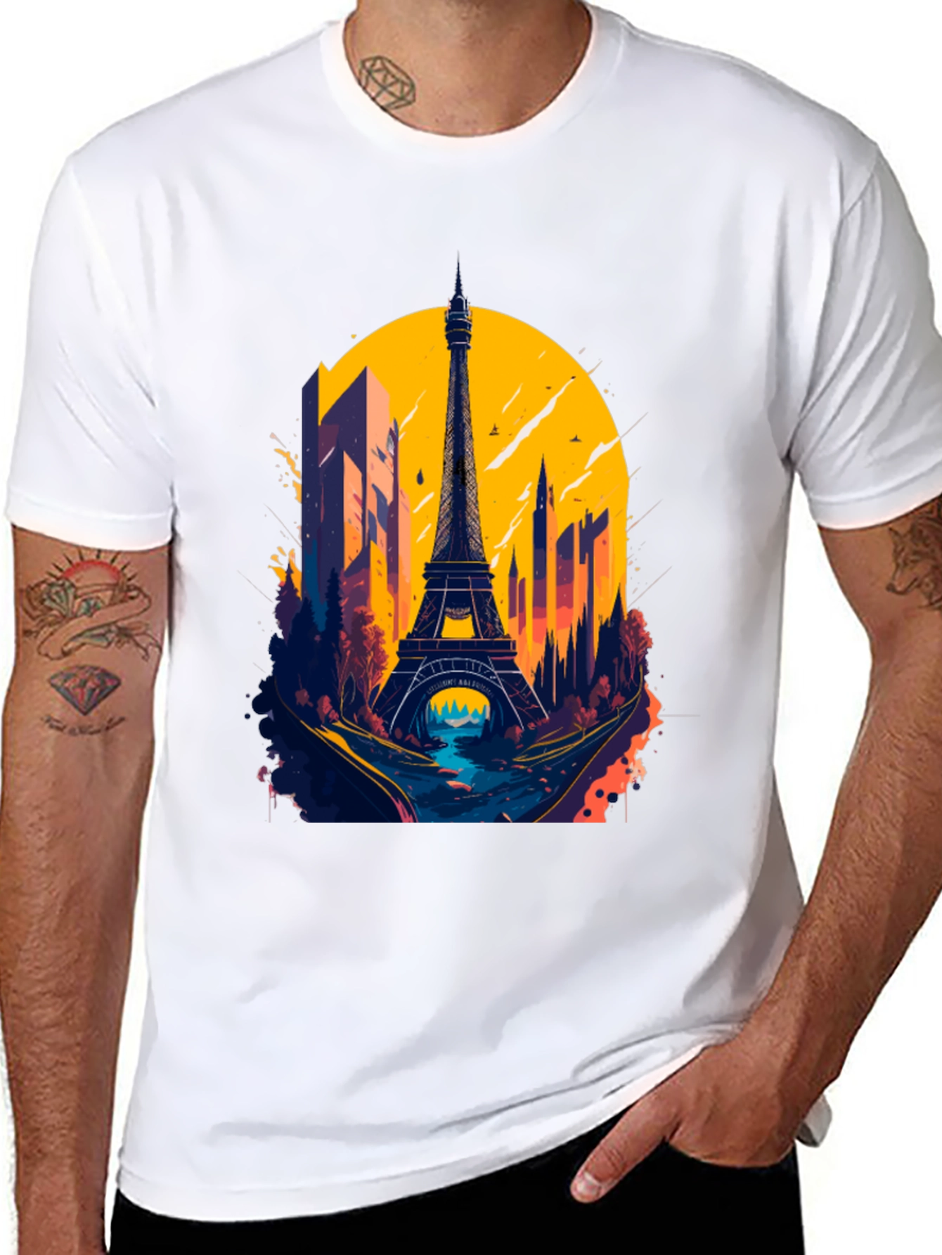 Paris Eiffel Tower Graphic Tee - Stylish Black T-Shirt