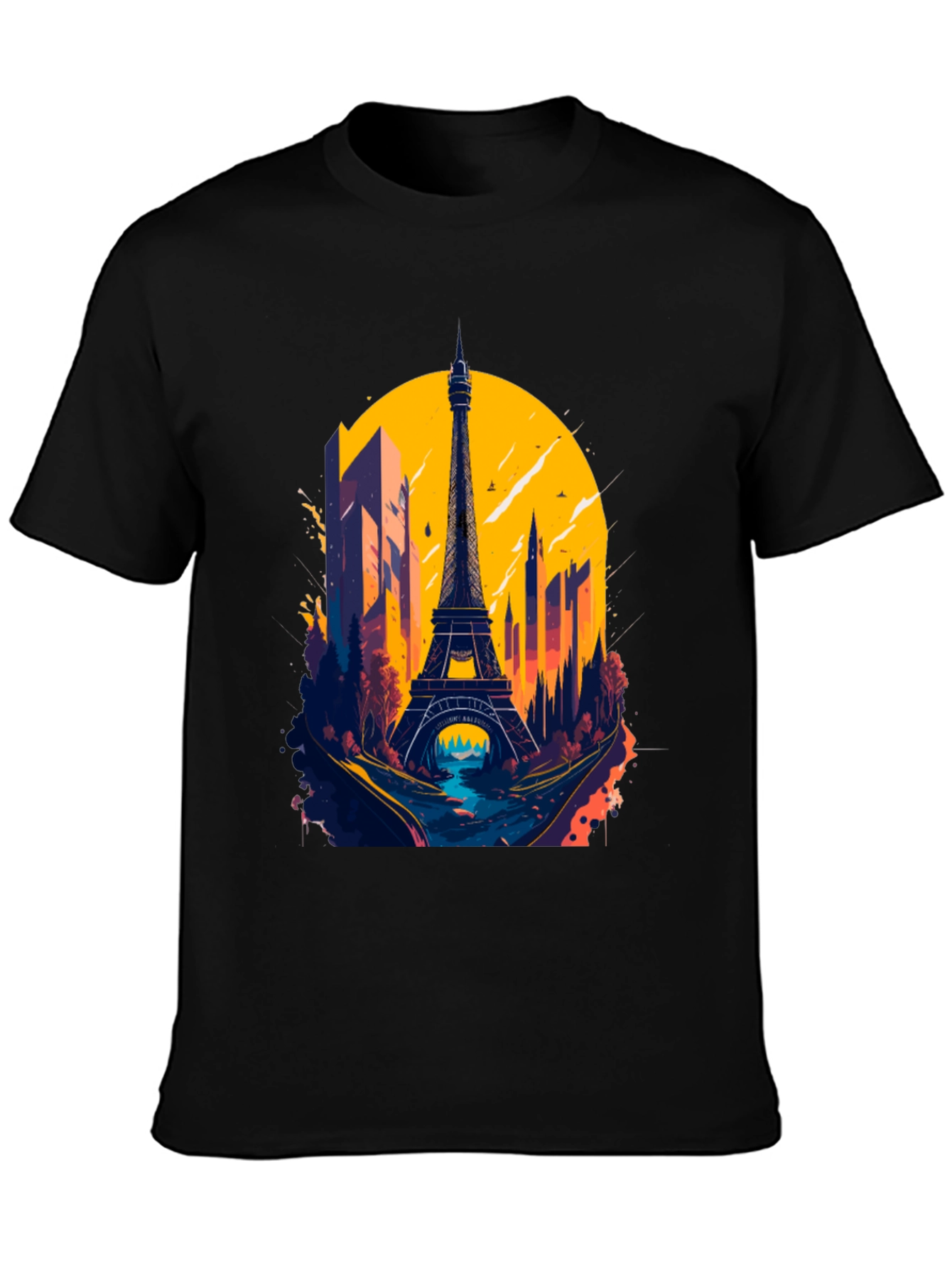Paris Eiffel Tower Graphic Tee - Stylish Black T-Shirt