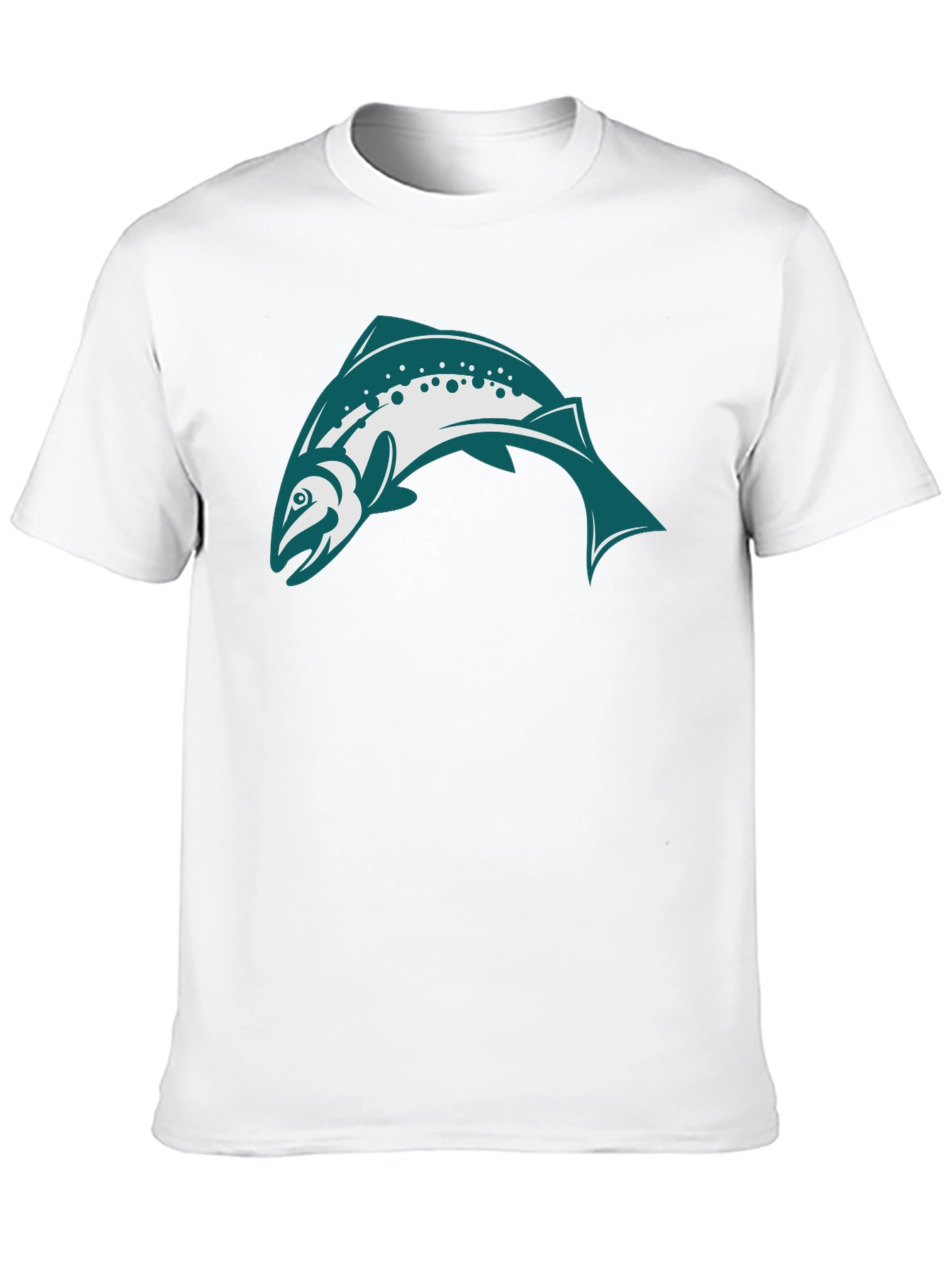 Black T-Shirt with Teal & White Fish Design