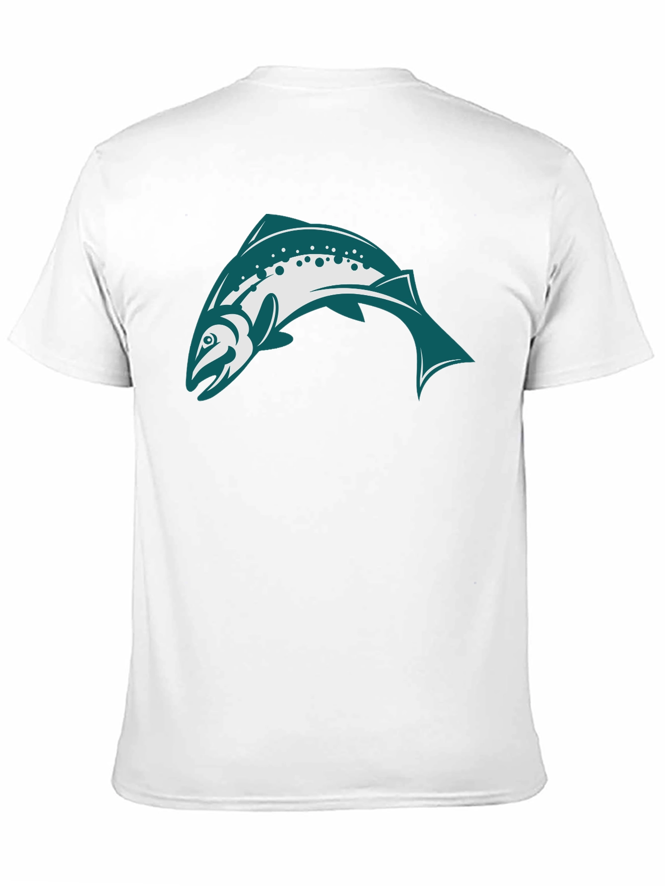 Black T-Shirt with Teal & White Fish Design