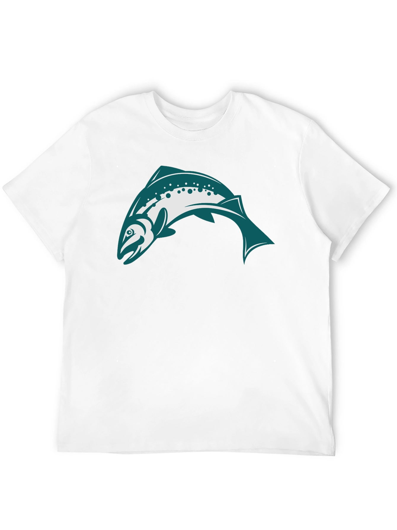 Black T-Shirt with Teal & White Fish Design