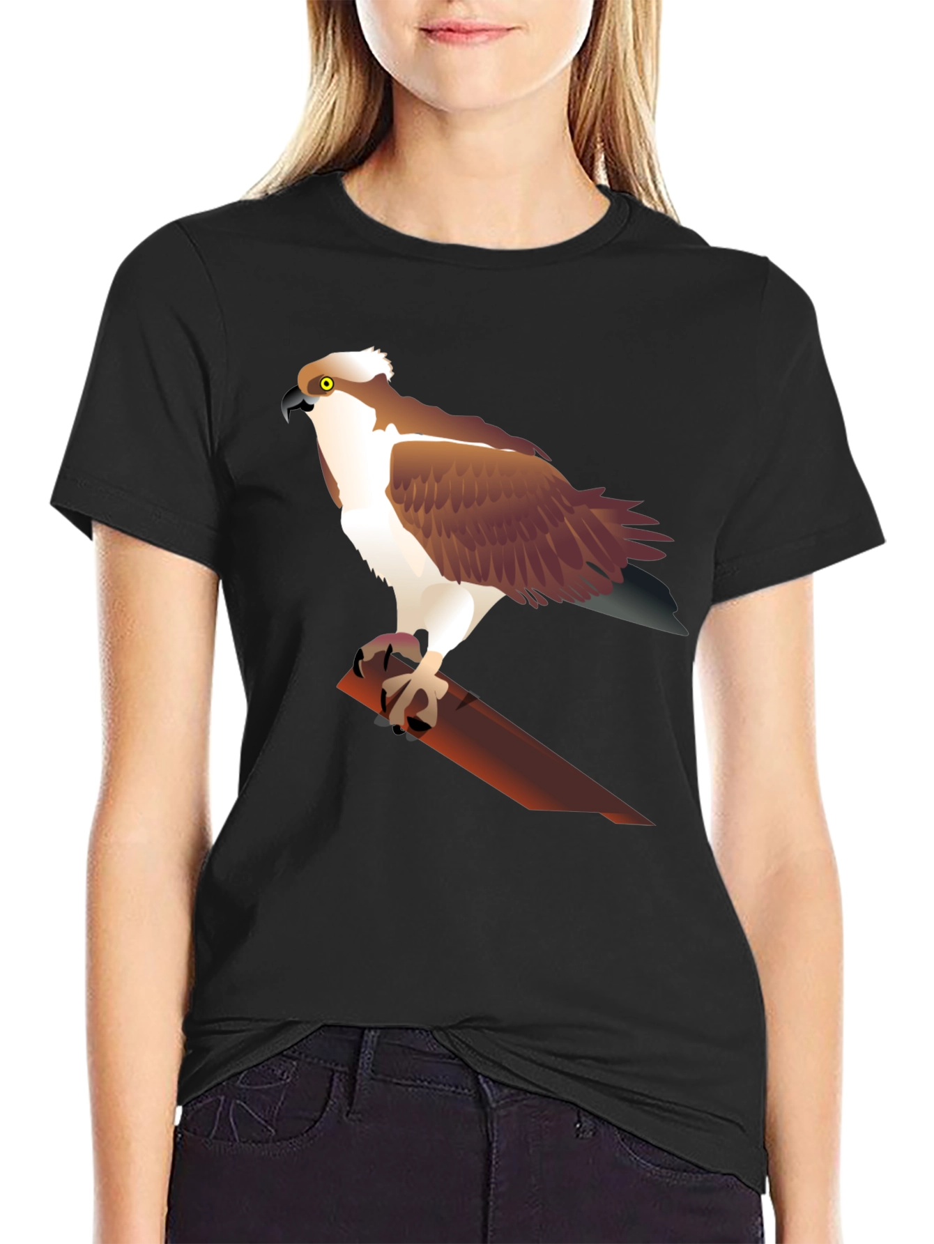 Osprey Bird Graphic T-Shirt - Black Cotton Tee