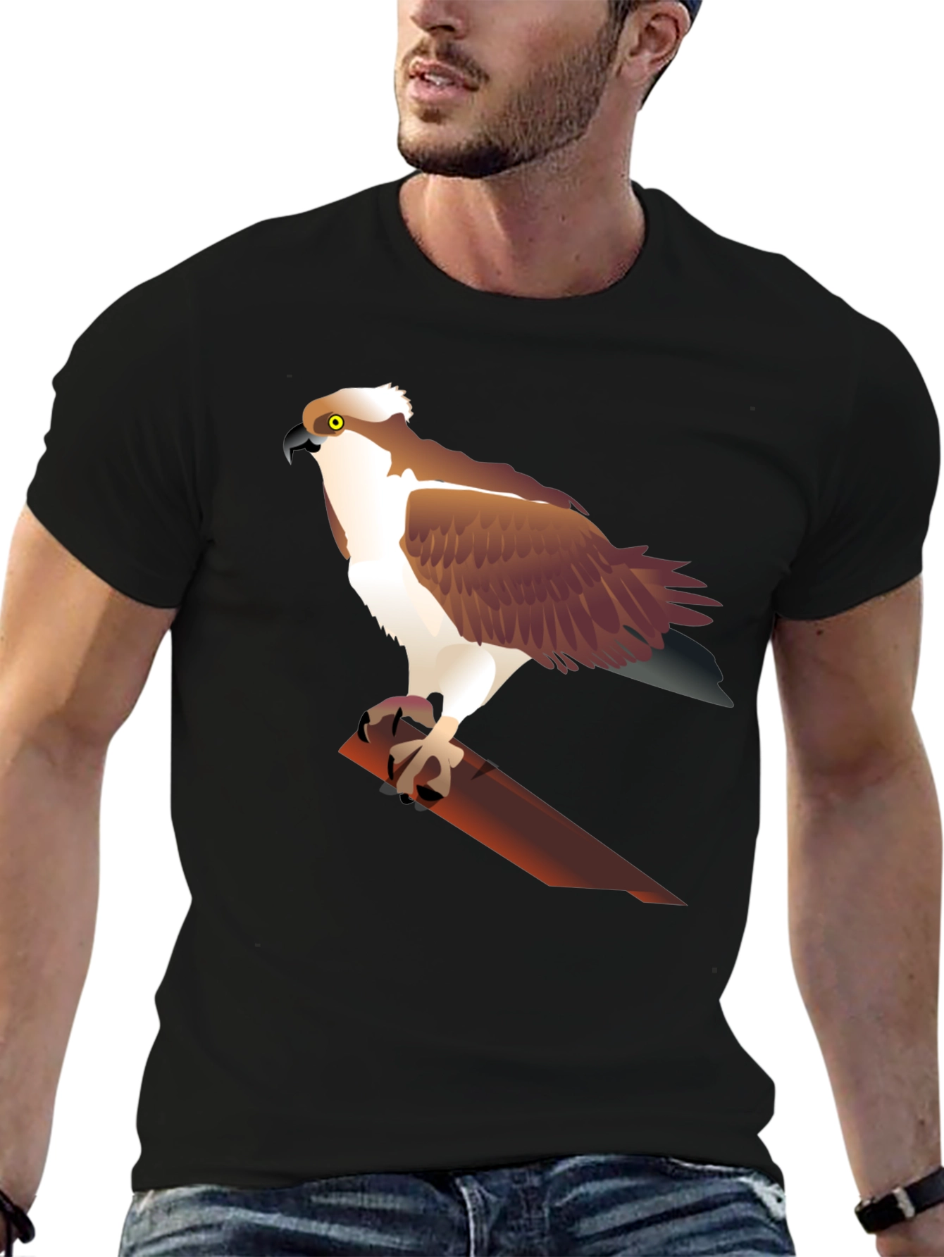 Osprey Bird Graphic T-Shirt - Black Cotton Tee