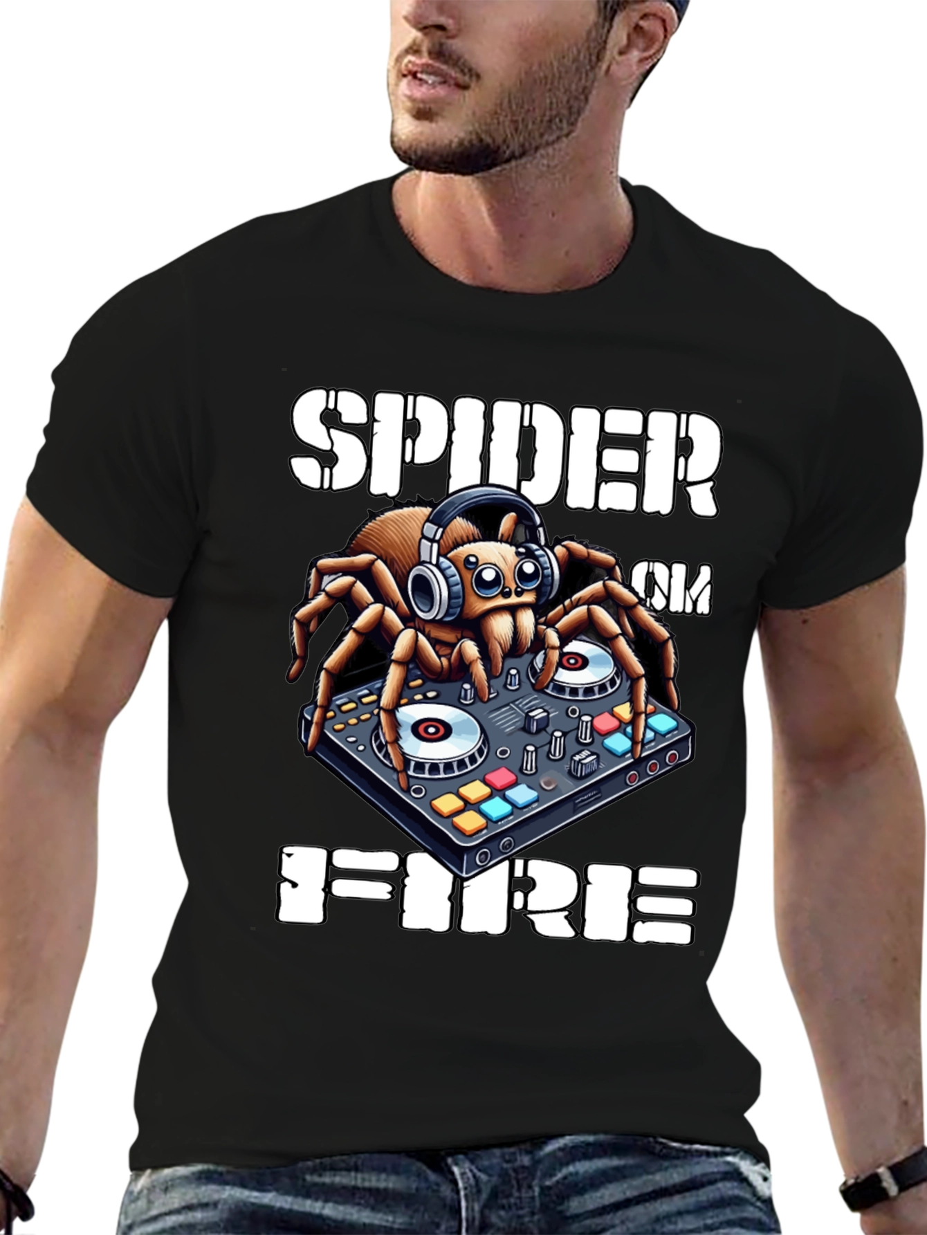 Spider DJ T-Shirt - Spider on Fire