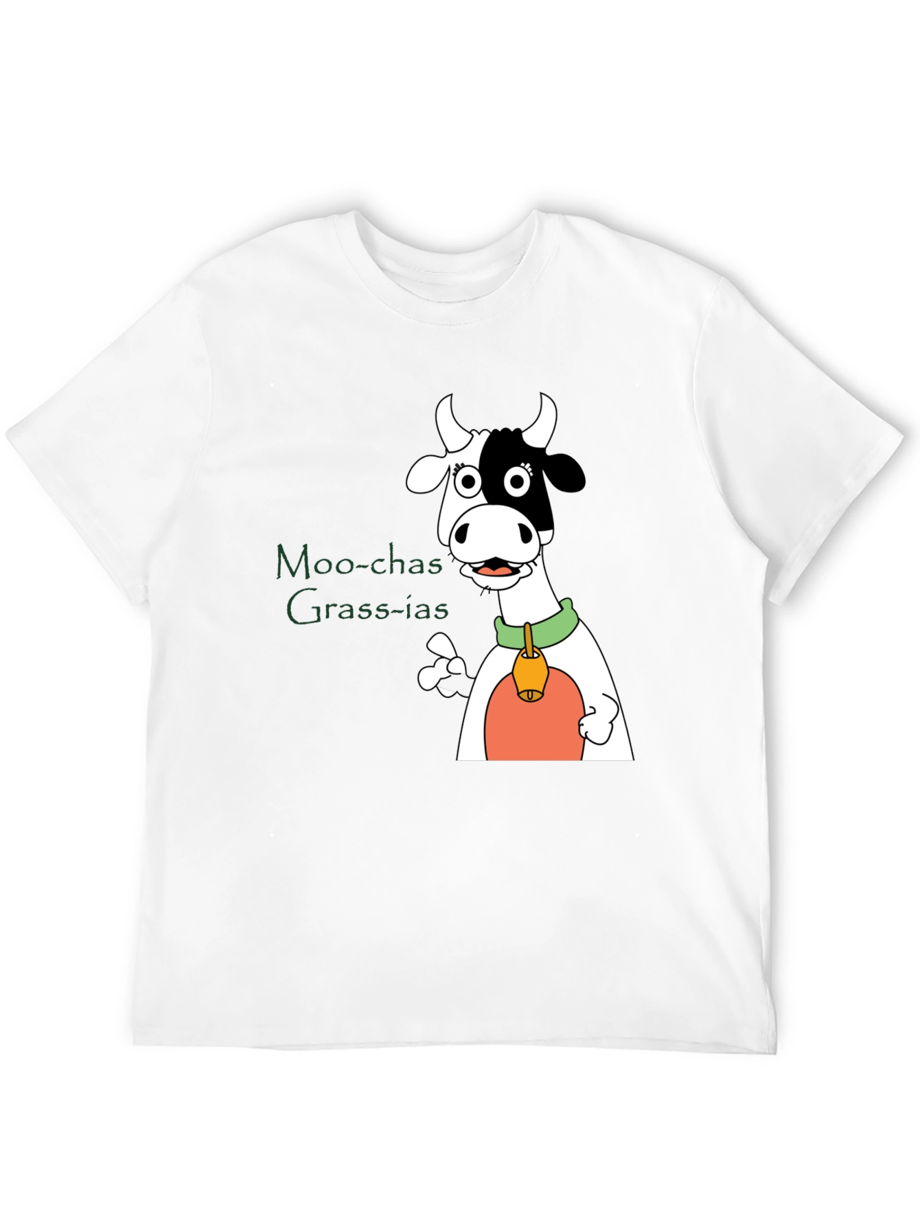 Moo-chas Grass-ias Cow Graphic Black T-Shirt