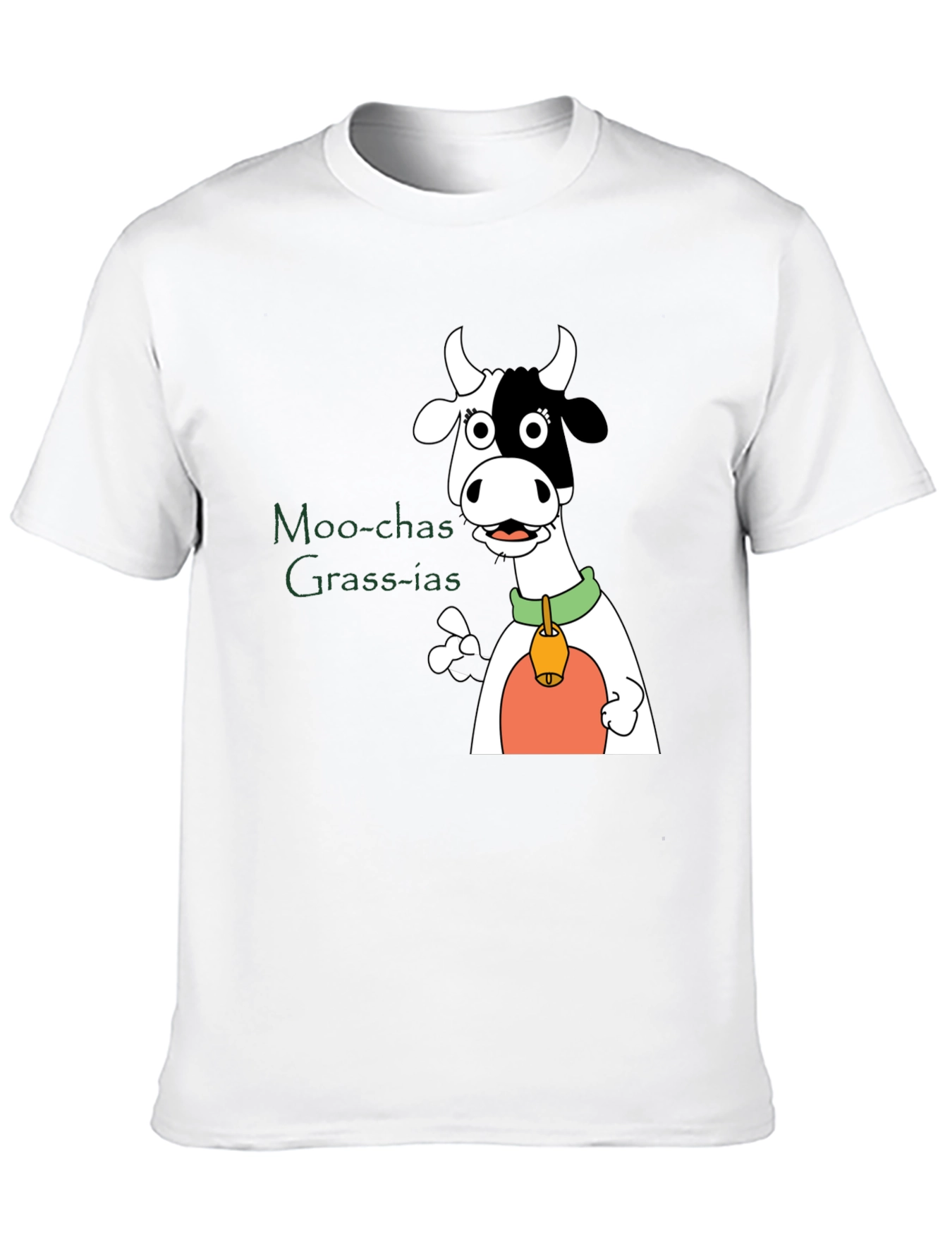 Moo-chas Grass-ias Cow Graphic Black T-Shirt