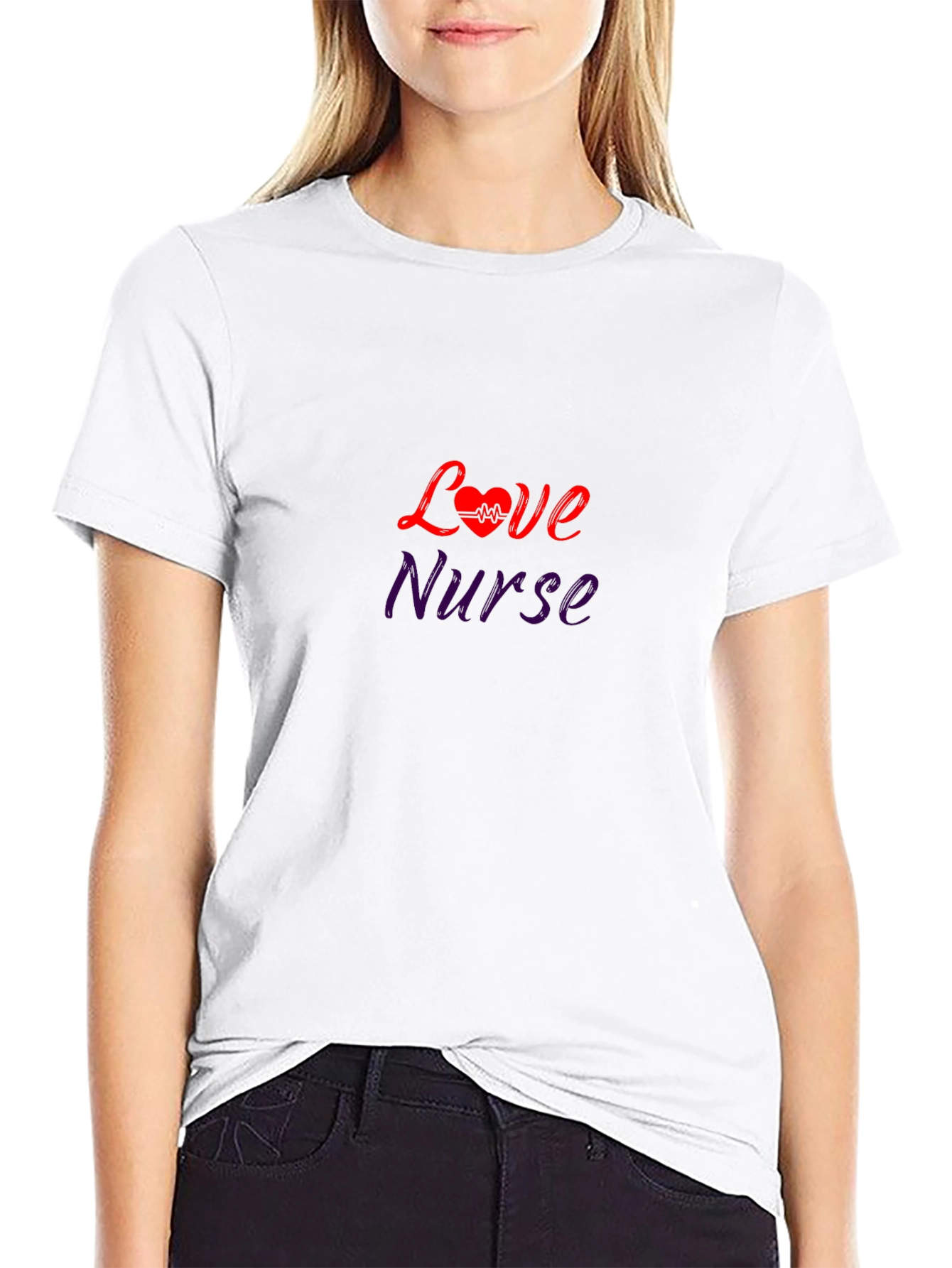 Love Nurse Graphic T-Shirt - Heartbeat Design