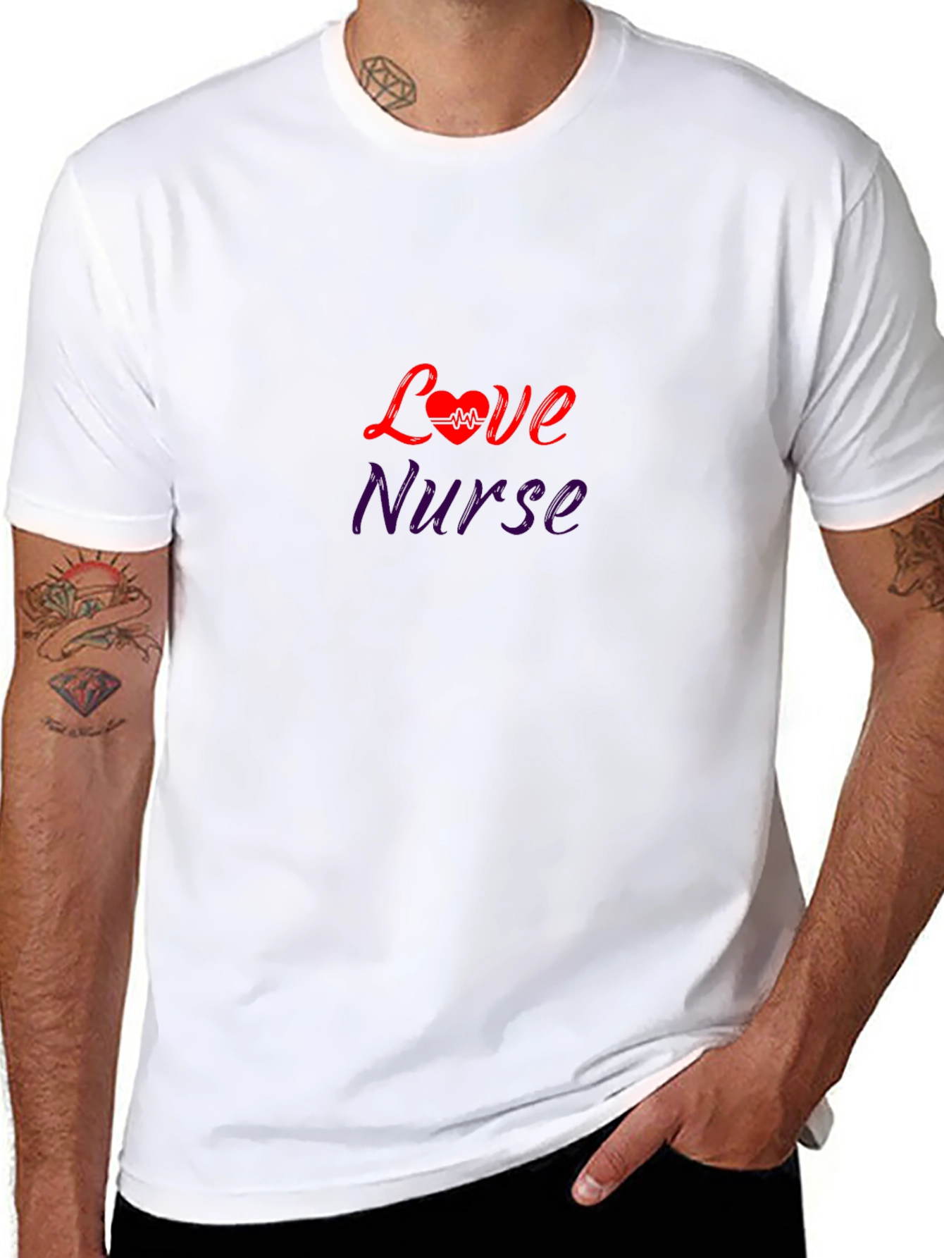 Love Nurse Graphic T-Shirt - Heartbeat Design
