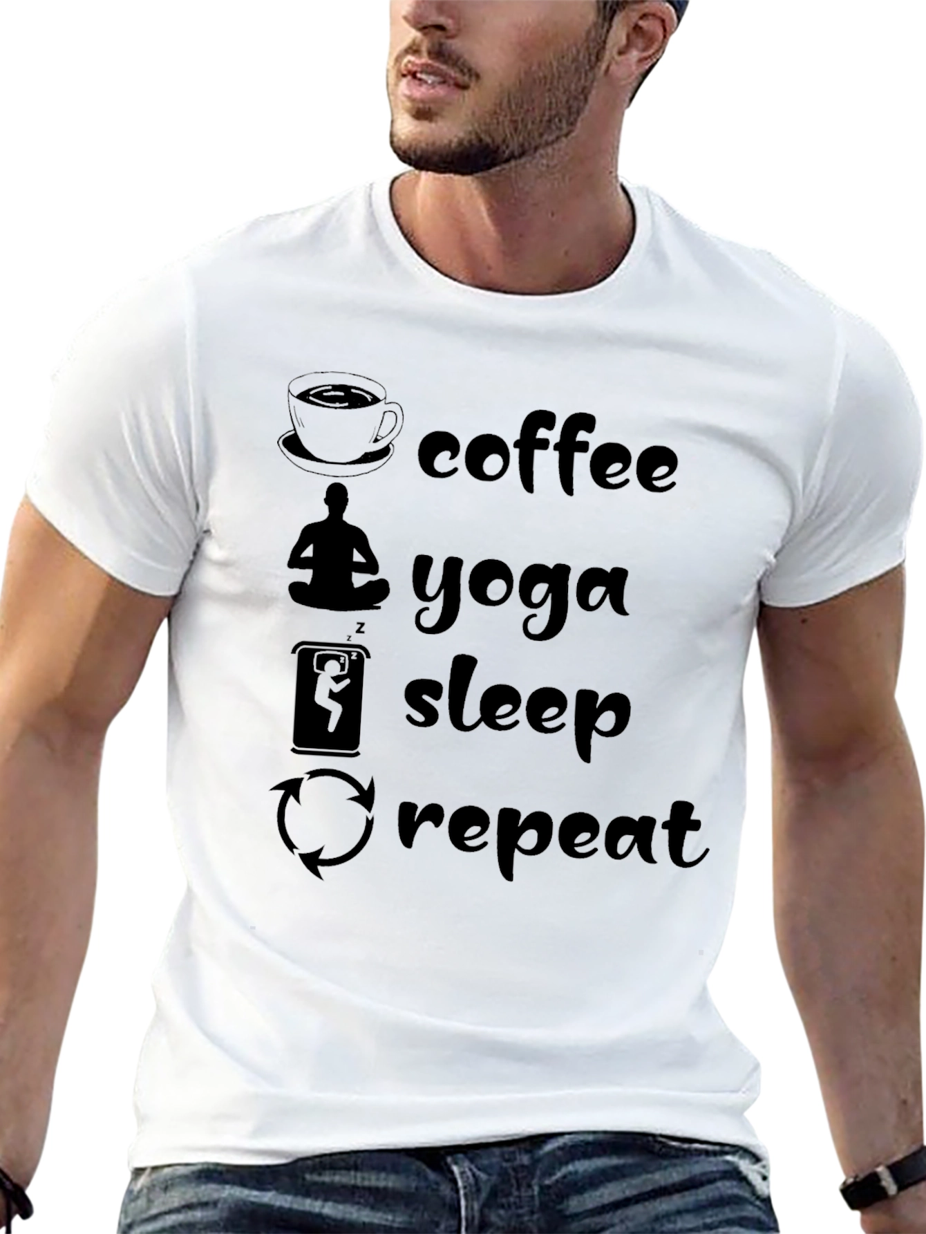 Coffee Yoga Sleep Repeat Graphic Tee