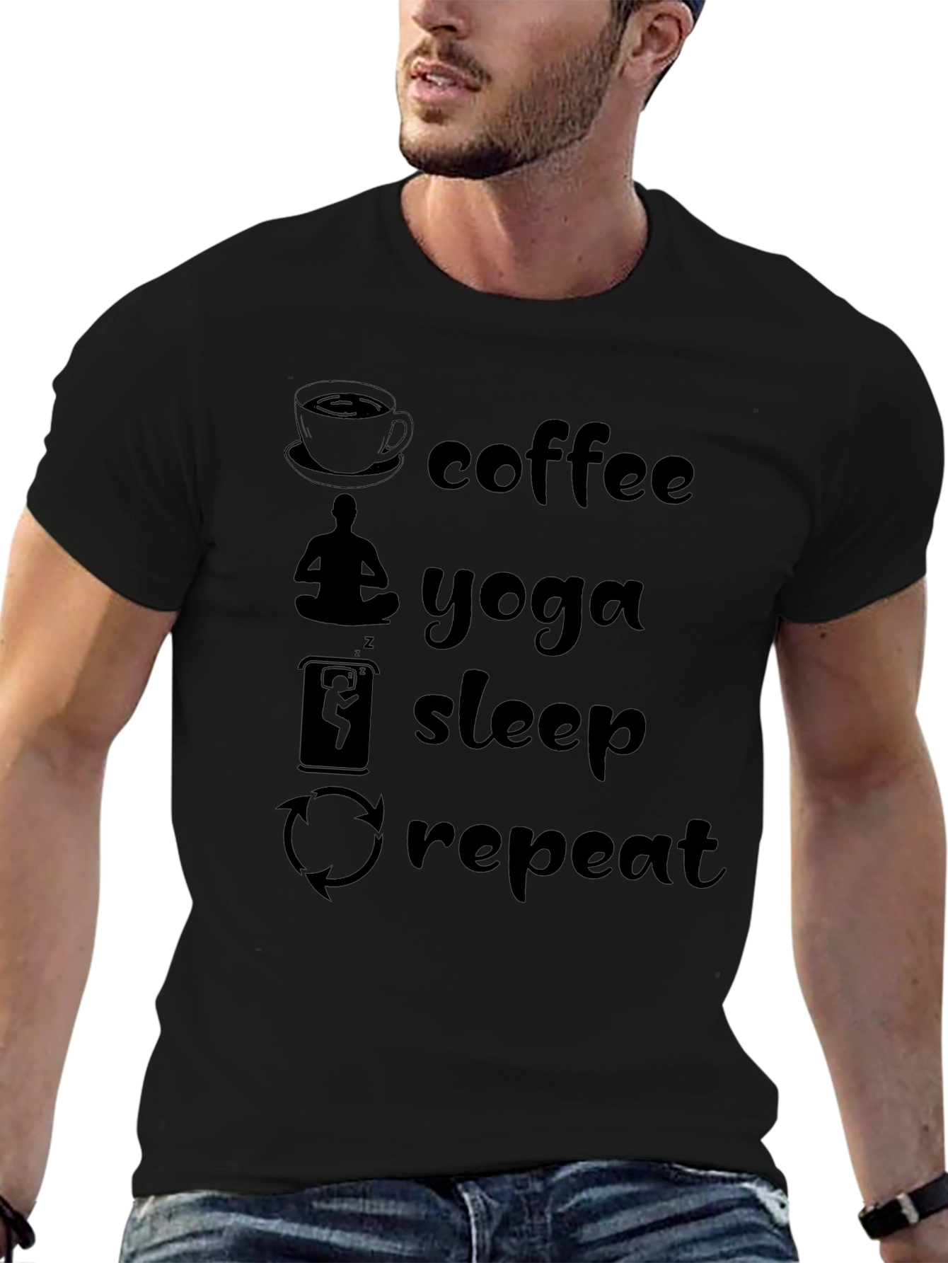 Coffee Yoga Sleep Repeat Graphic Tee