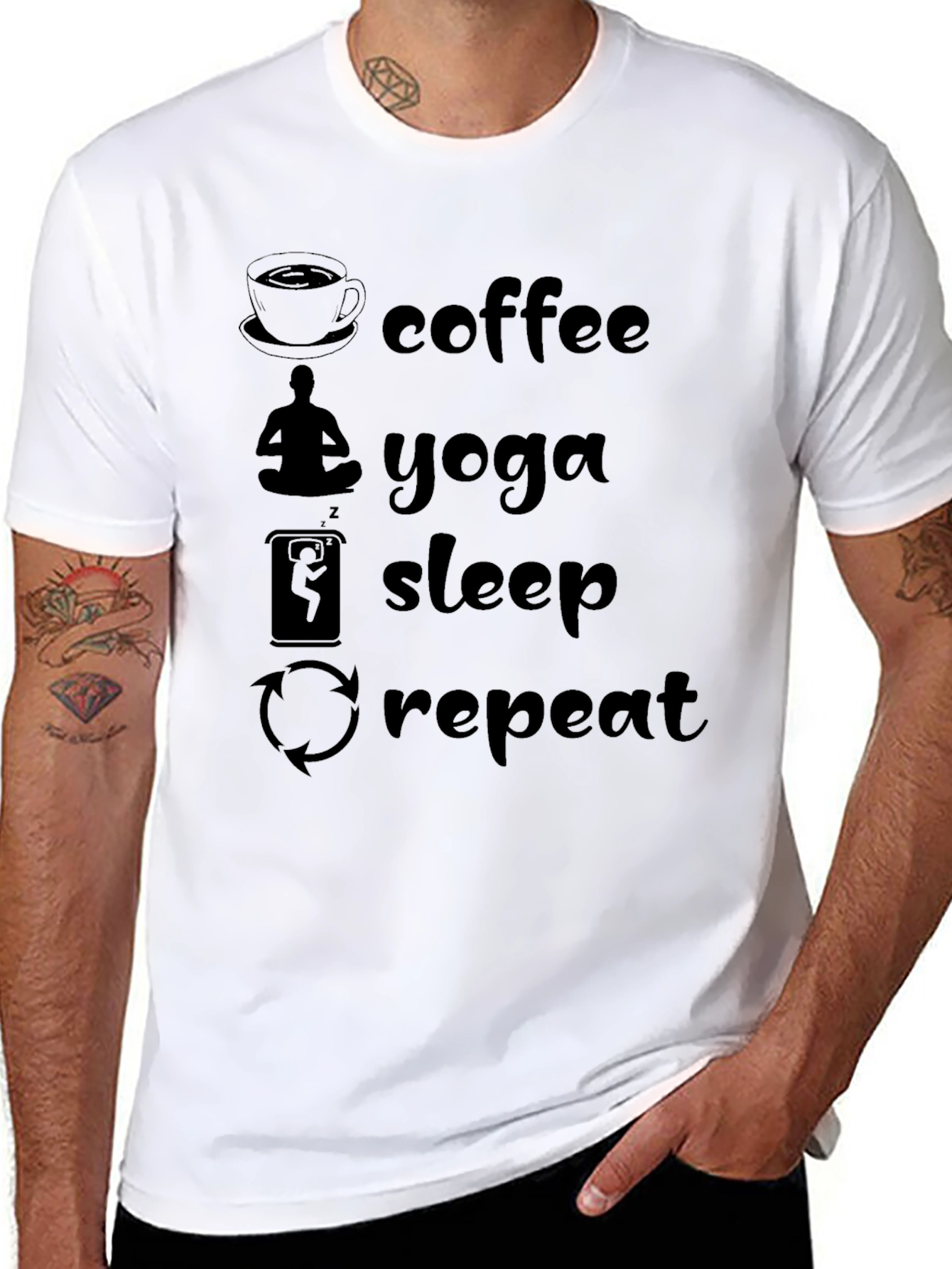 Coffee Yoga Sleep Repeat Graphic Tee