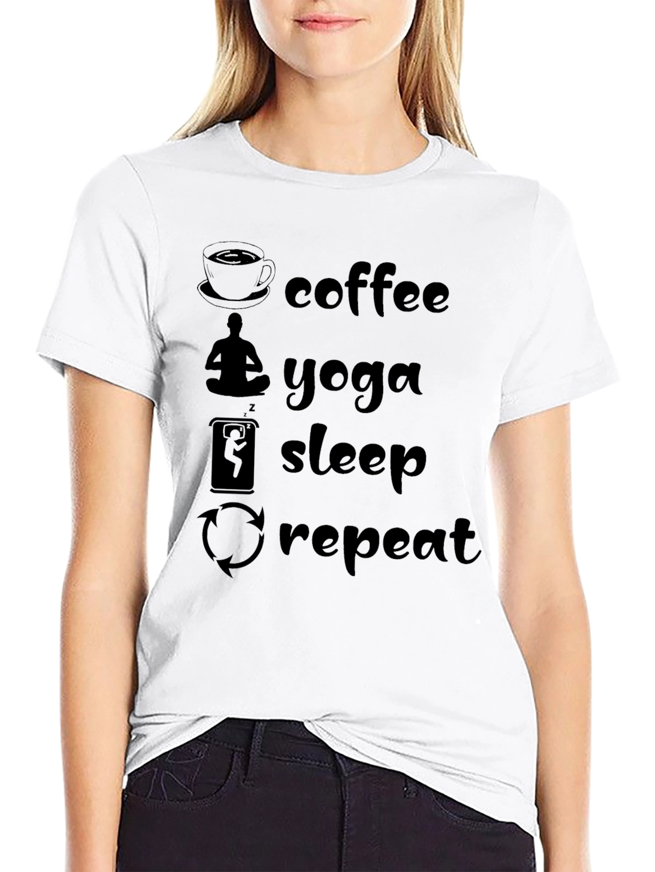 Coffee Yoga Sleep Repeat Graphic Tee