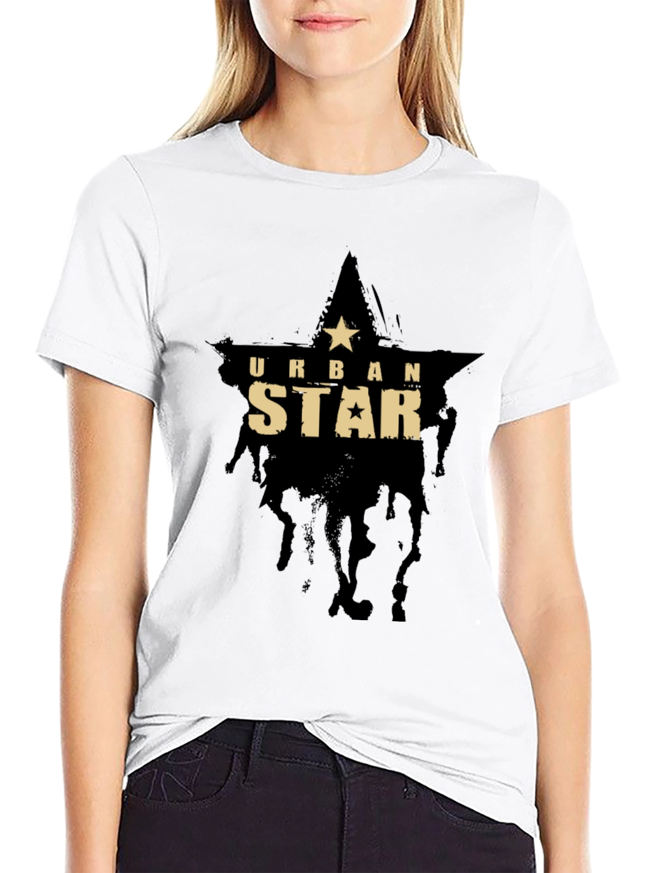 Urban Star Black Graphic Tee - Mens Casual T-Shirt